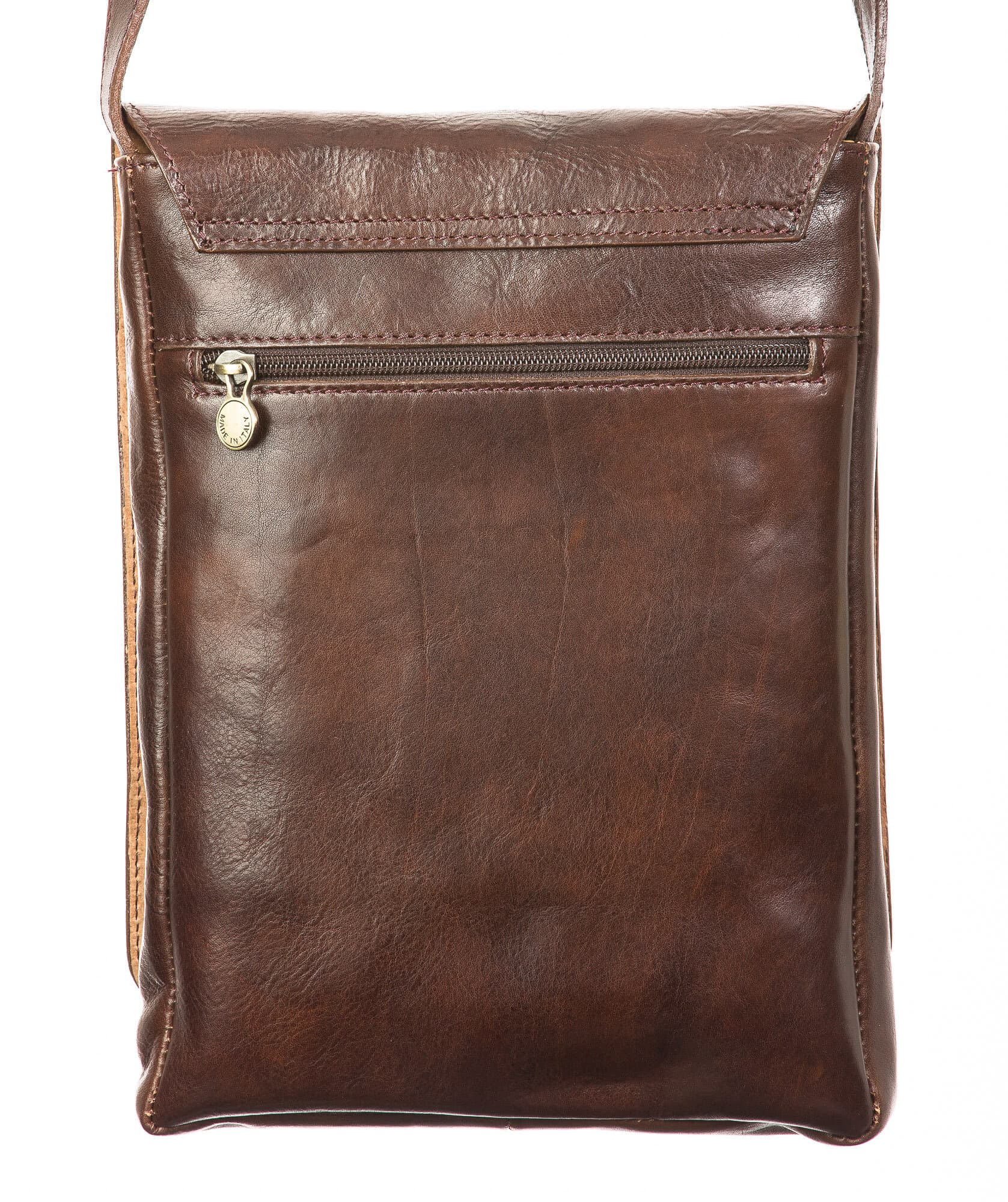 Borsa uomo in vera pelle CHIAROSCURO mod. RONI, colore TESTA DI MORO, Made in Italy.