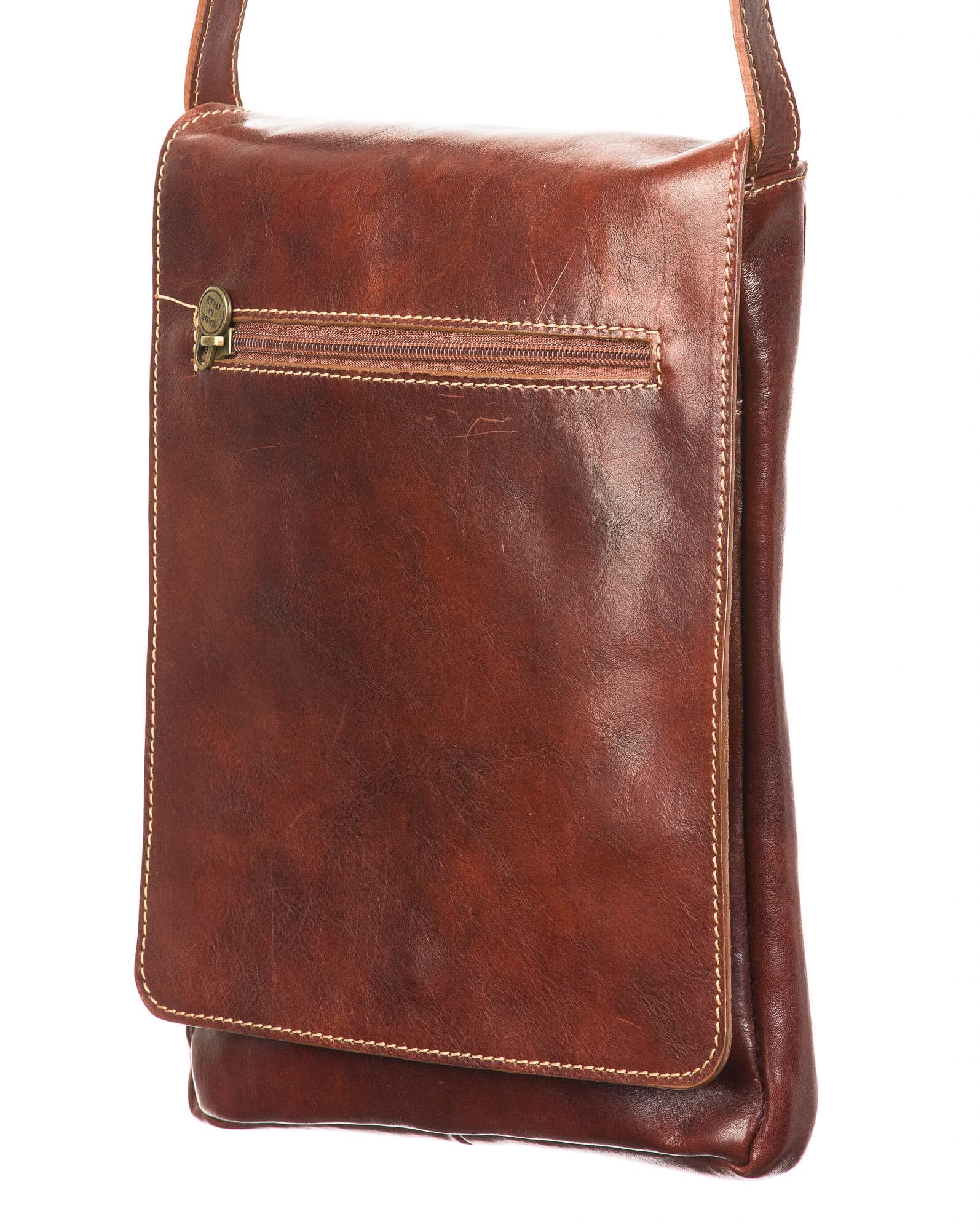 Borsa uomo in vera pelle CHIAROSCURO mod. RONI, colore MARRONE, Made in Italy.