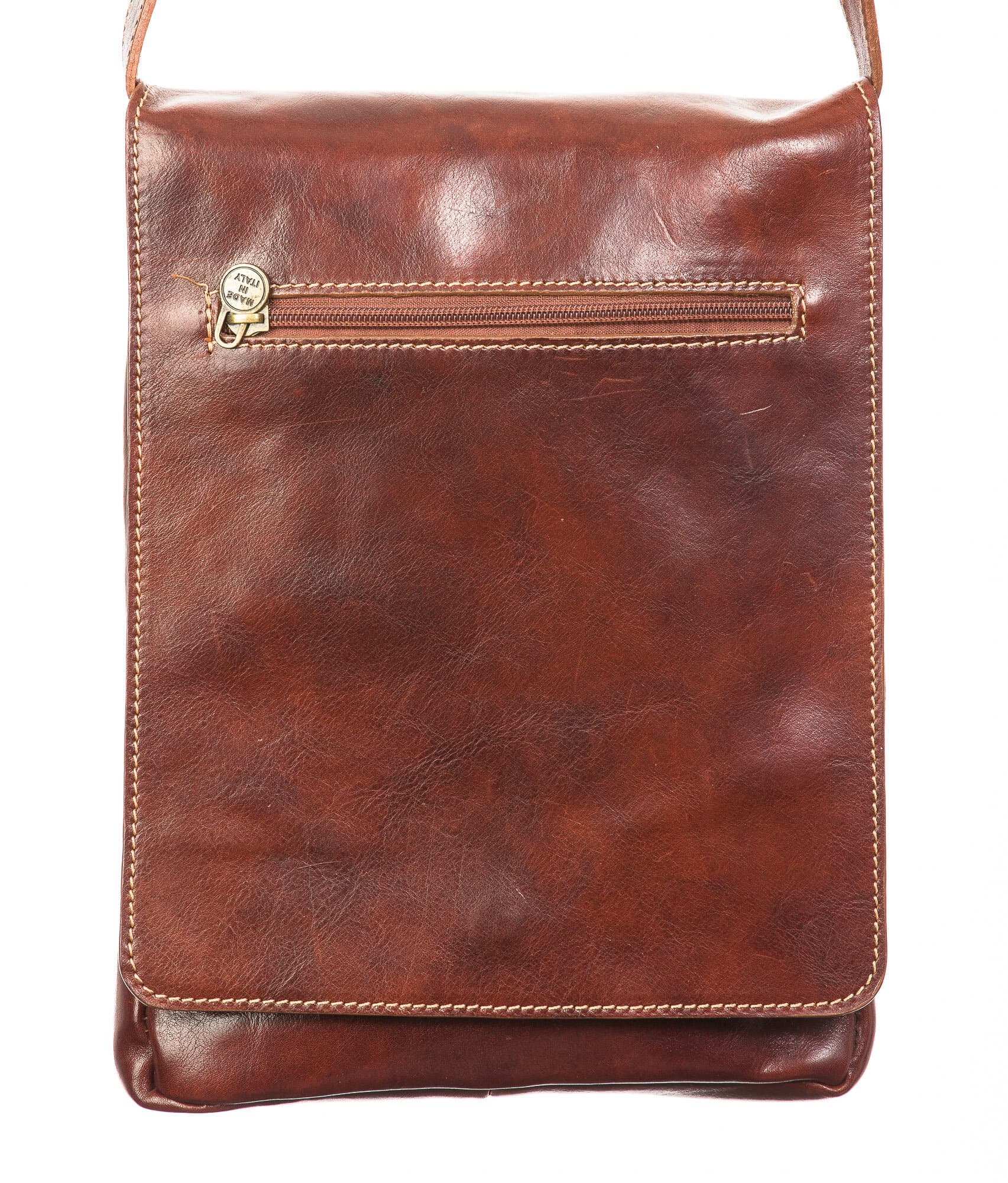 Borsa uomo in vera pelle CHIAROSCURO mod. RONI, colore MARRONE, Made in Italy.