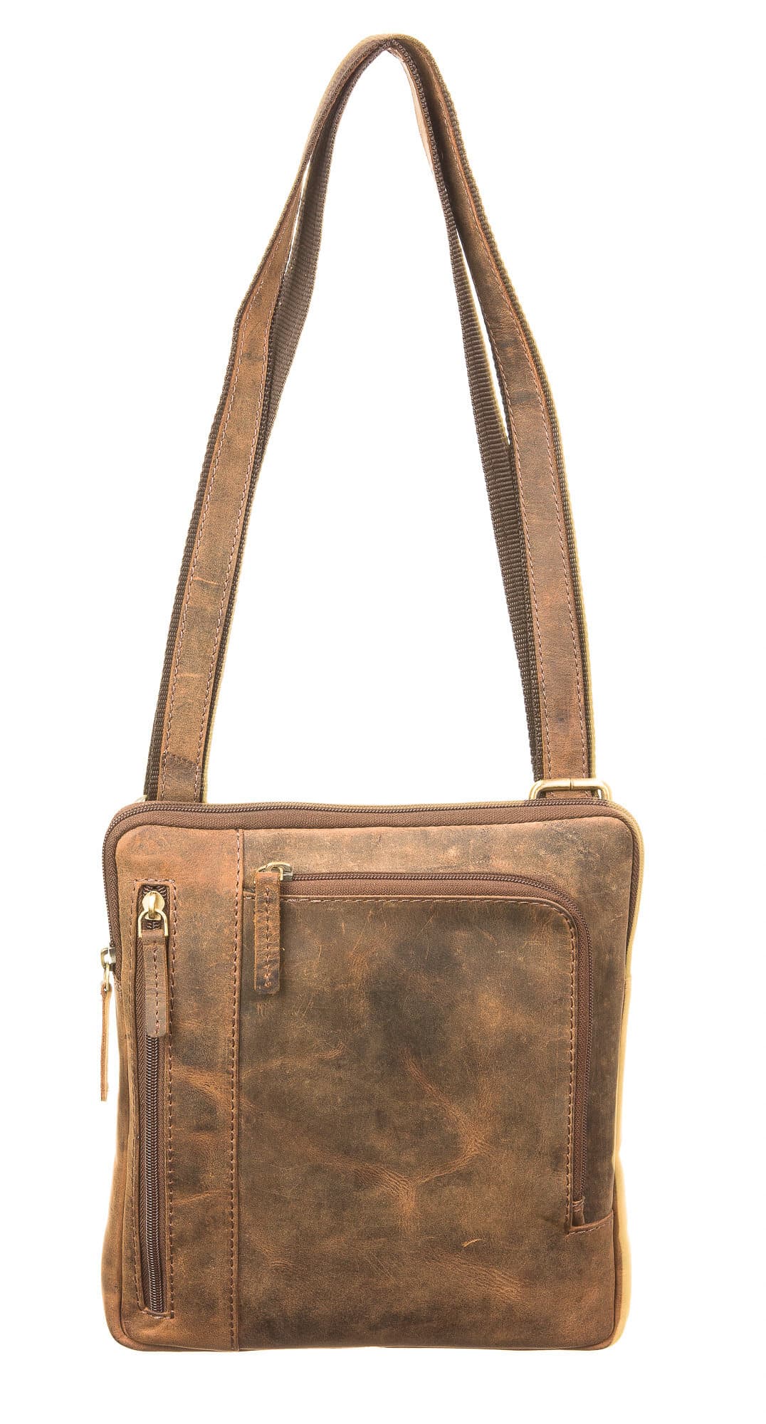 Borsa uomo in vera pelle CHIAROSCURO mod. PIERO, colore MARRONE, Made in Italy.