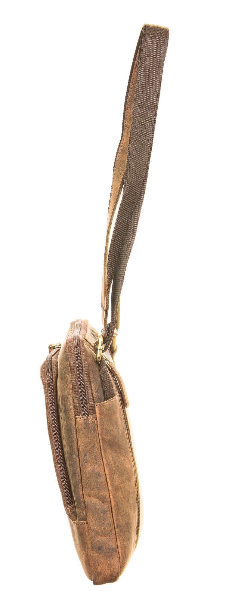 Borsa uomo in vera pelle CHIAROSCURO mod. PIERO, colore MARRONE, Made in Italy.