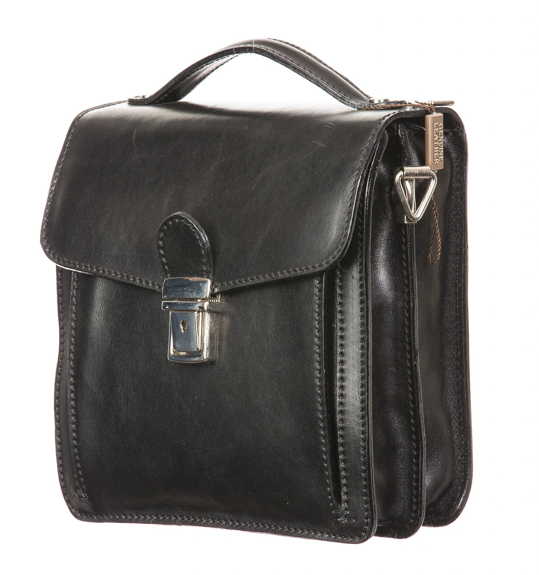Borsa uomo in vera pelle CHIAROSCURO mod. ALBERTO, colore NERO, Made in Italy. (Borsa)