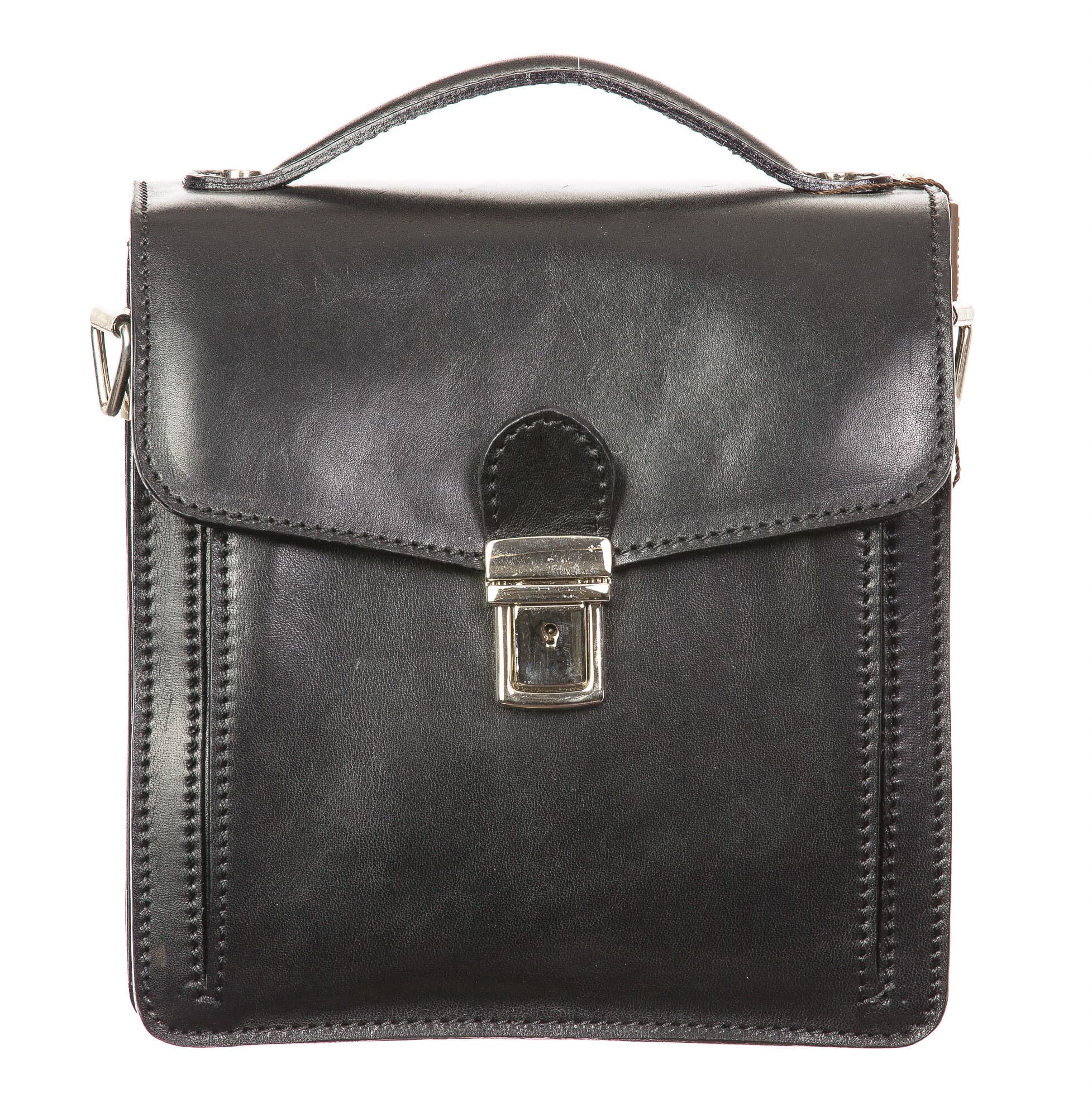 Borsa uomo in vera pelle CHIAROSCURO mod. ALBERTO, colore NERO, Made in Italy. (Borsa)