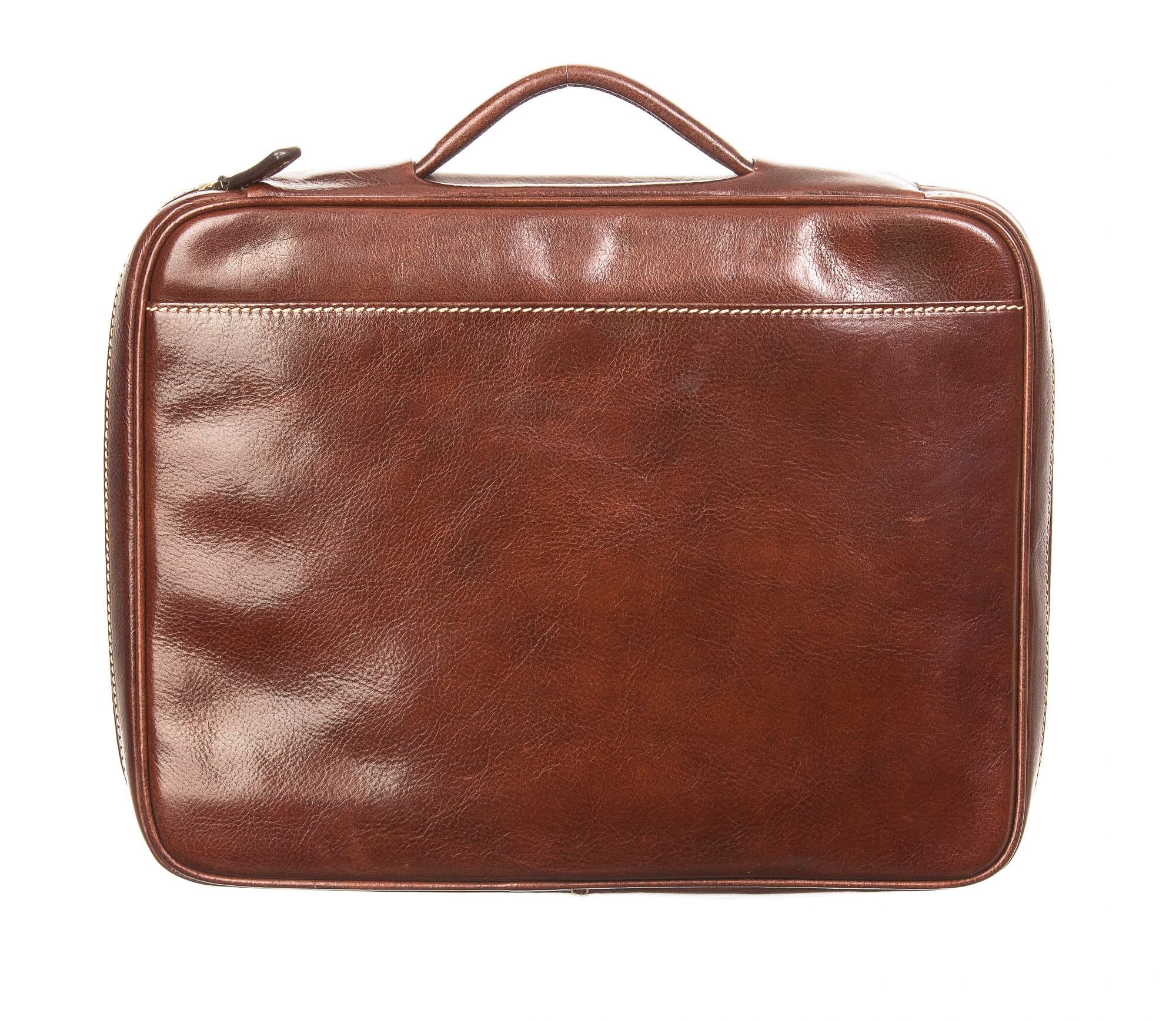 Cartella ufficio / lavoro in vera pelle CHIAROSCURO mod. ALFREDO, colore MARRONE, Made in Italy.
