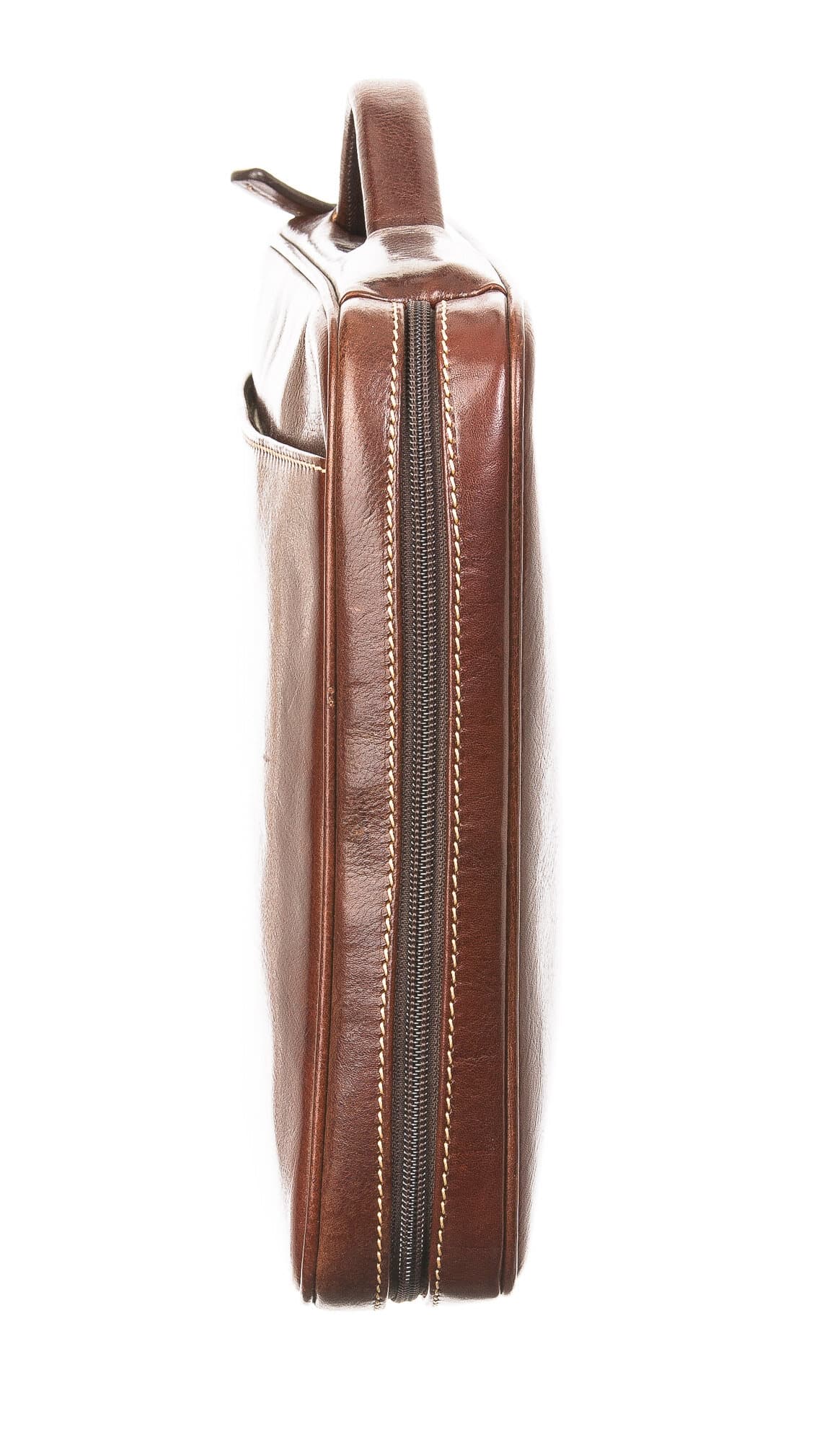 Cartella ufficio / lavoro in vera pelle CHIAROSCURO mod. ALFREDO, colore MARRONE, Made in Italy.