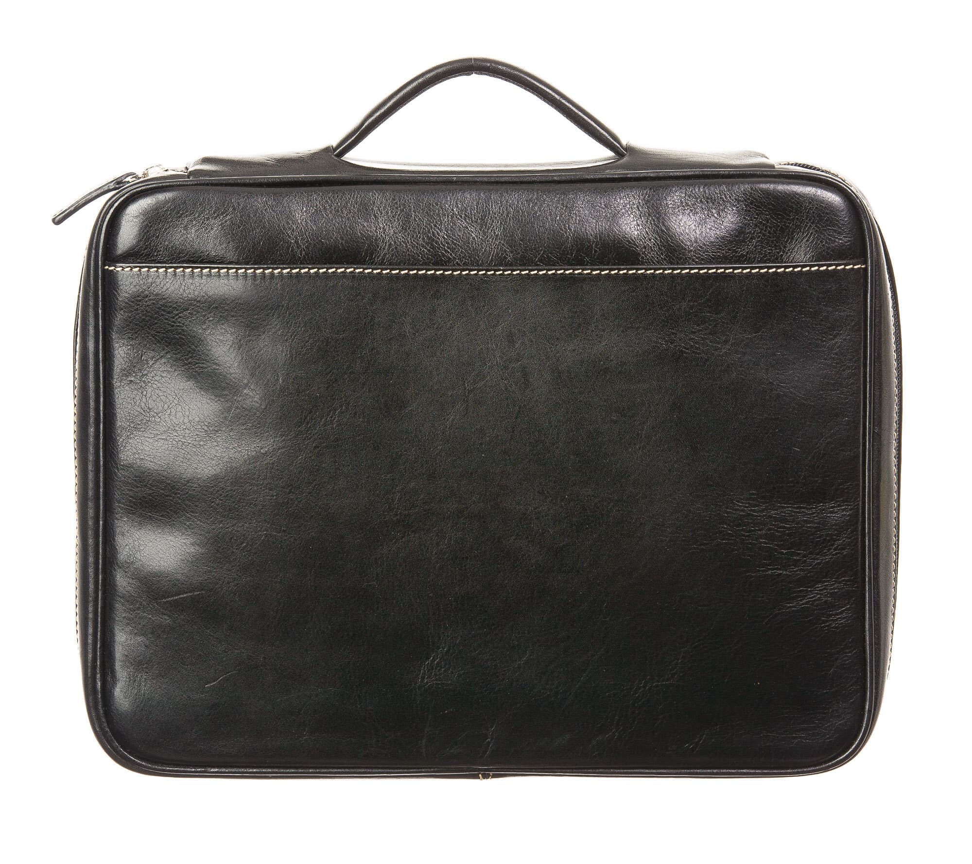 Cartella ufficio / lavoro in vera pelle CHIAROSCURO mod. ALFREDO, colore NERO, Made in Italy.