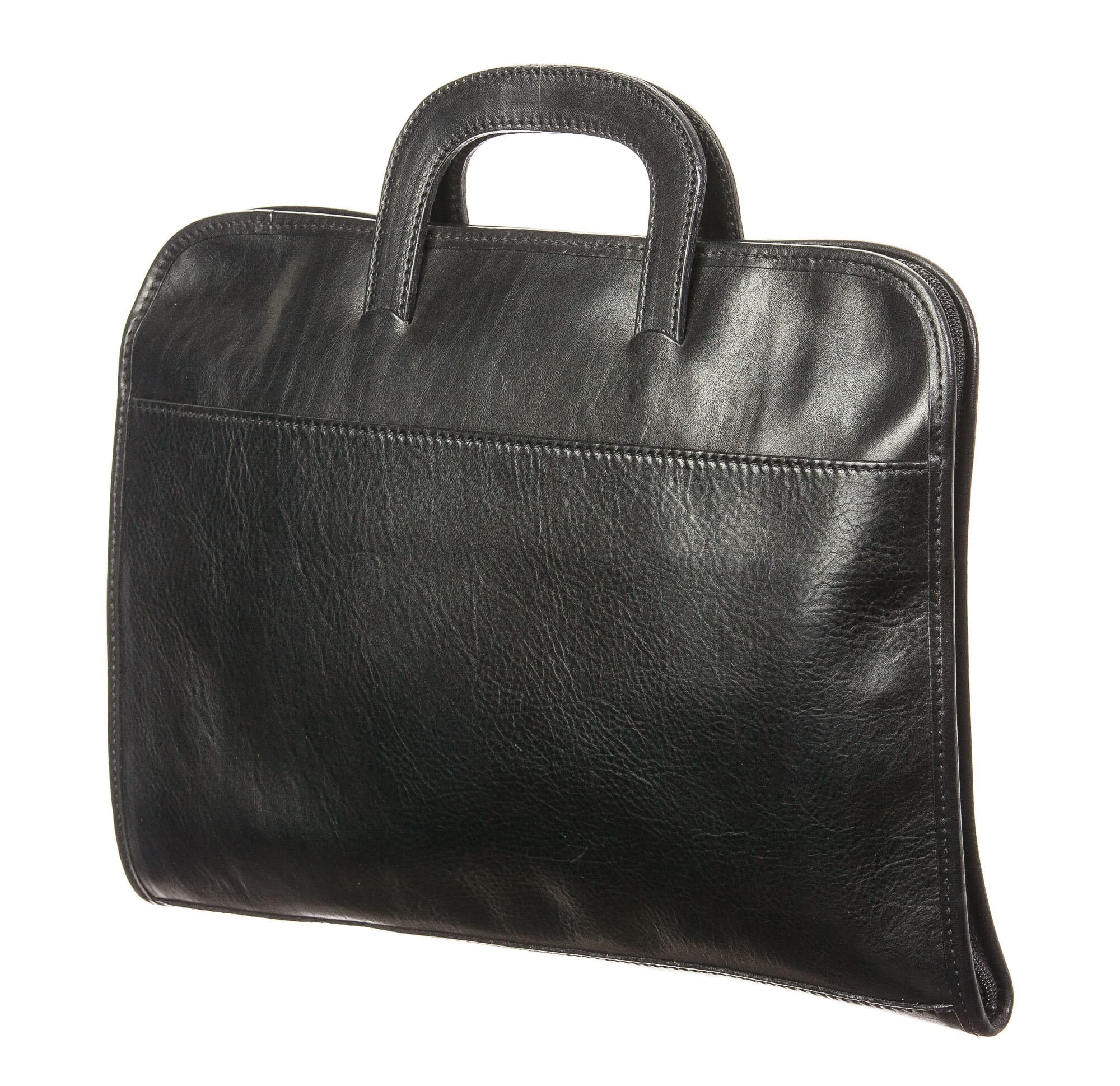 Cartella ufficio / lavoro in vera pelle CHIAROSCURO mod. ATTILIO,colore NERO, Made in Italy.