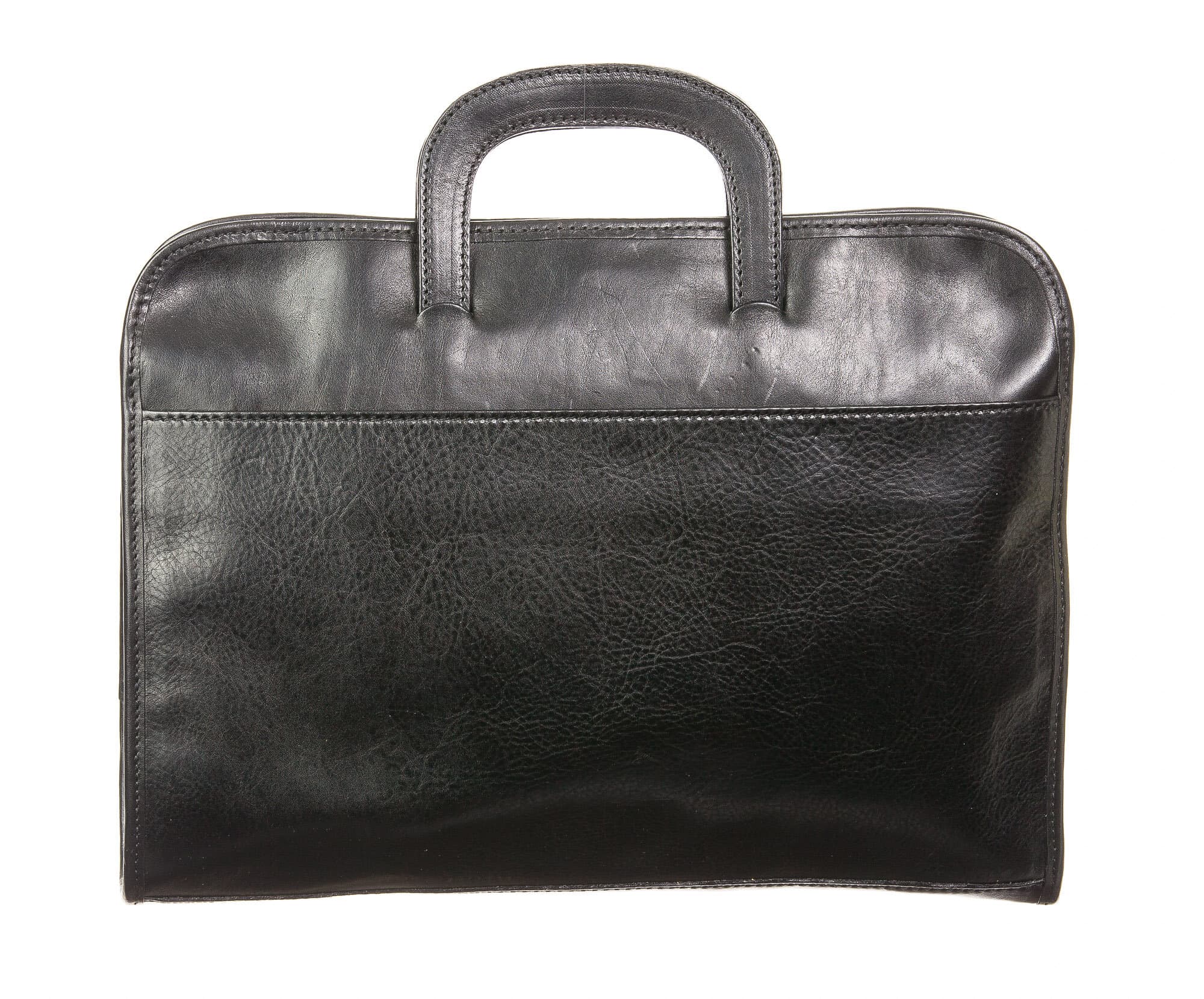 Cartella ufficio / lavoro in vera pelle CHIAROSCURO mod. ATTILIO,colore NERO, Made in Italy.
