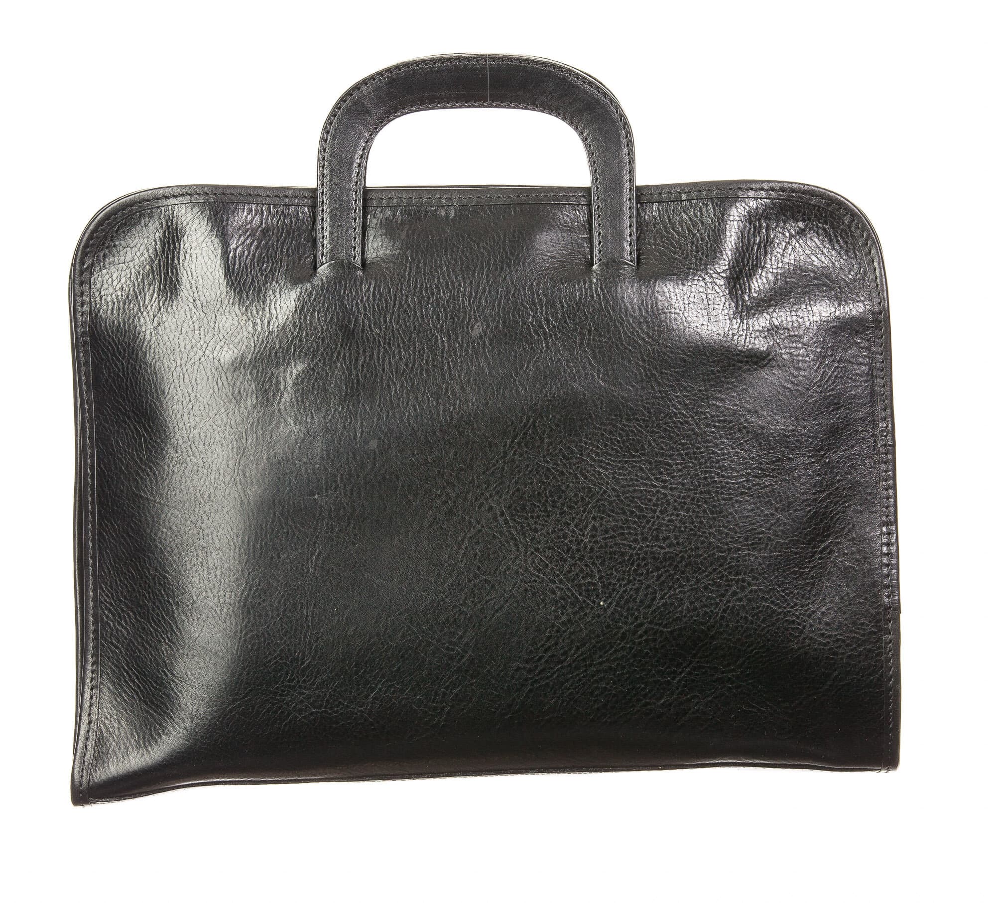 Cartella ufficio / lavoro in vera pelle CHIAROSCURO mod. ATTILIO,colore NERO, Made in Italy.
