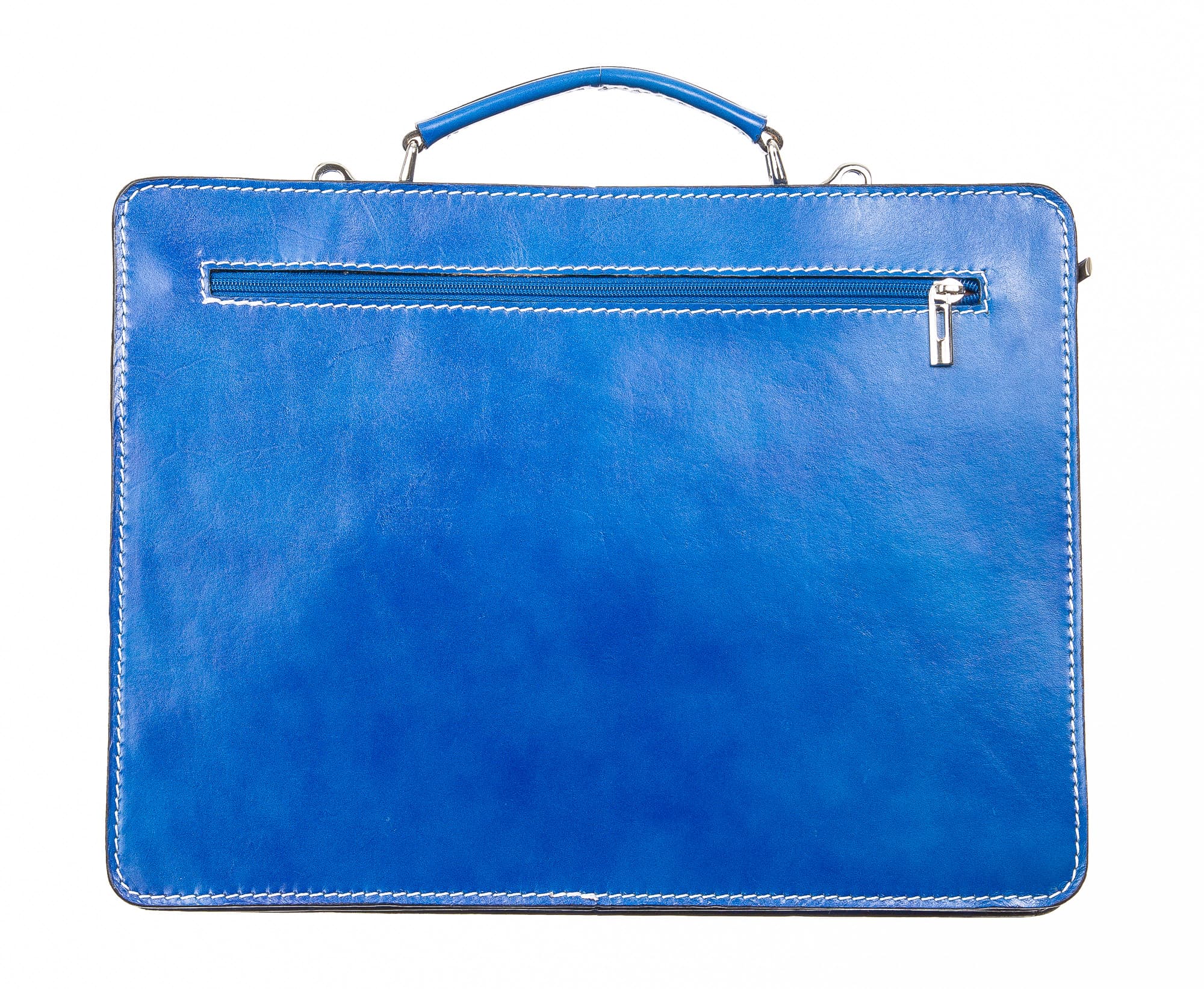 Borsa uomo / donna in vera pelle CHIAROSCURO mod. ALEX maxi, colore BLU, Made in Italy.
