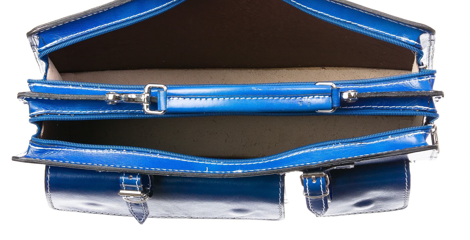 Borsa uomo / donna in vera pelle CHIAROSCURO mod. ALEX maxi, colore BLU, Made in Italy.