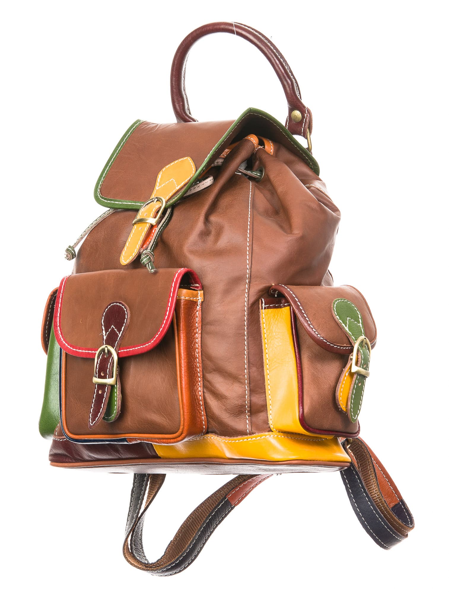 Borsa zaino donna in vera pelle CHIAROSCURO mod. FALTERONA, MULTICOLORE, Made in Italy.