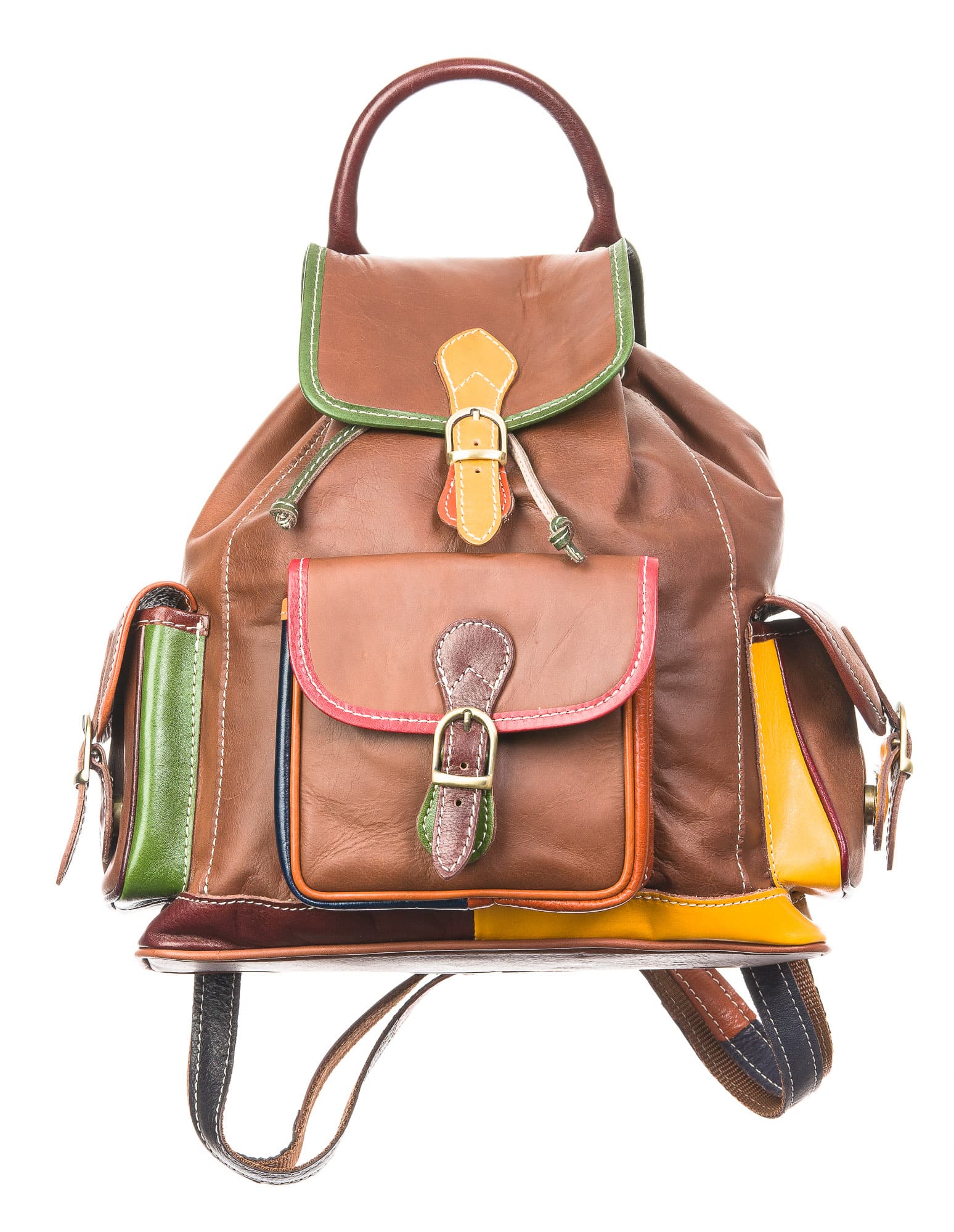 Borsa zaino donna in vera pelle CHIAROSCURO mod. FALTERONA, MULTICOLORE, Made in Italy.