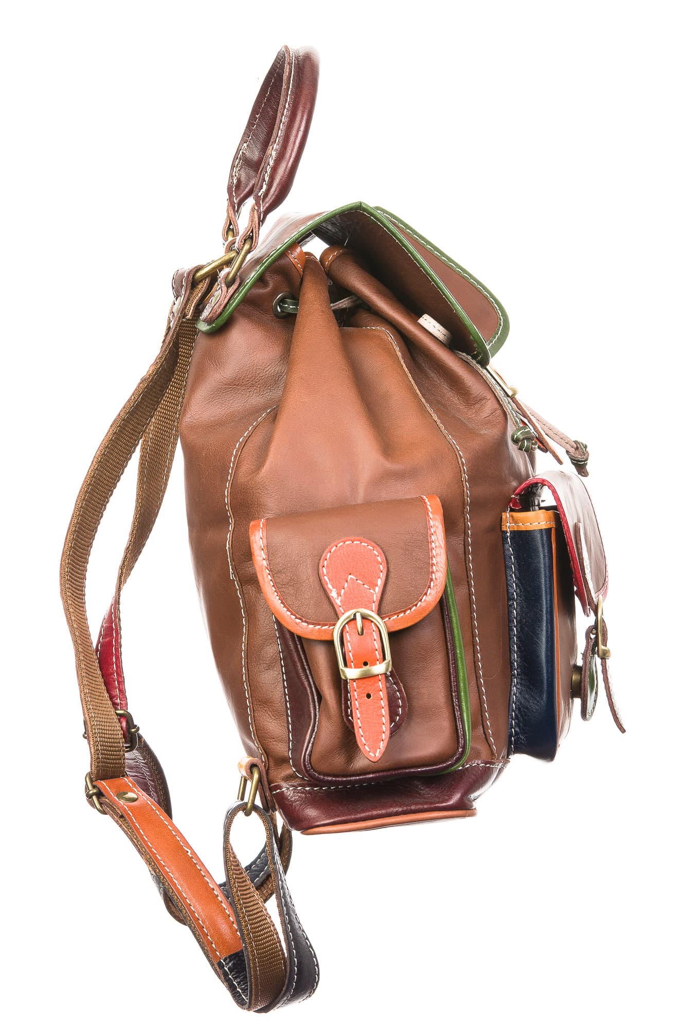 Borsa zaino donna in vera pelle CHIAROSCURO mod. FALTERONA, MULTICOLORE, Made in Italy.