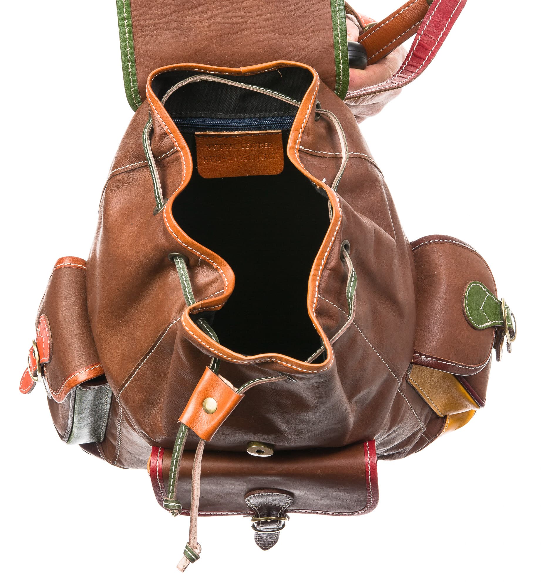Borsa zaino donna in vera pelle CHIAROSCURO mod. FALTERONA, MULTICOLORE, Made in Italy.
