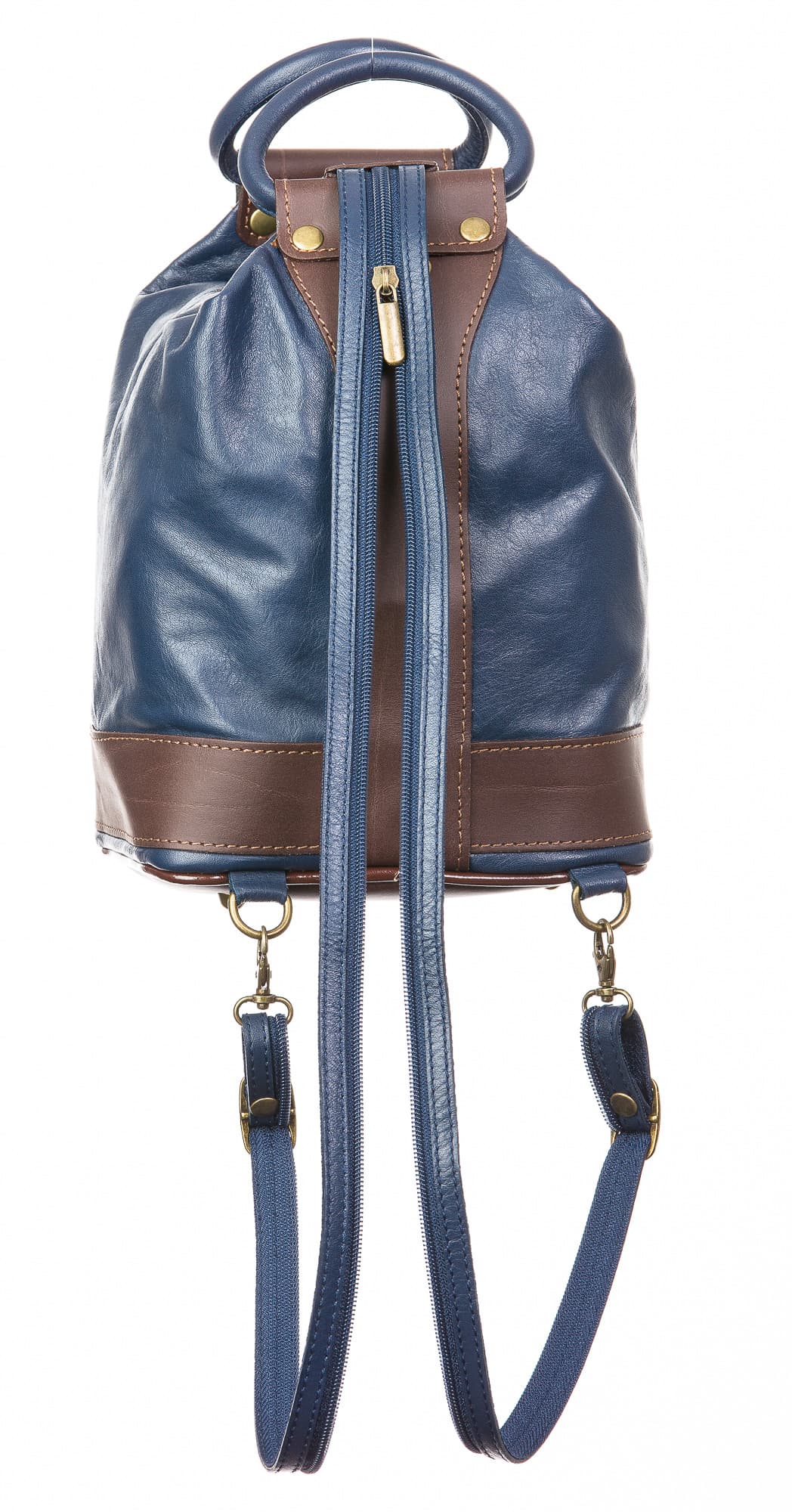 Borsa zaino donna in vera pelle CHIAROSCURO mod. GRIGNA, colore BLU, Made in Italy