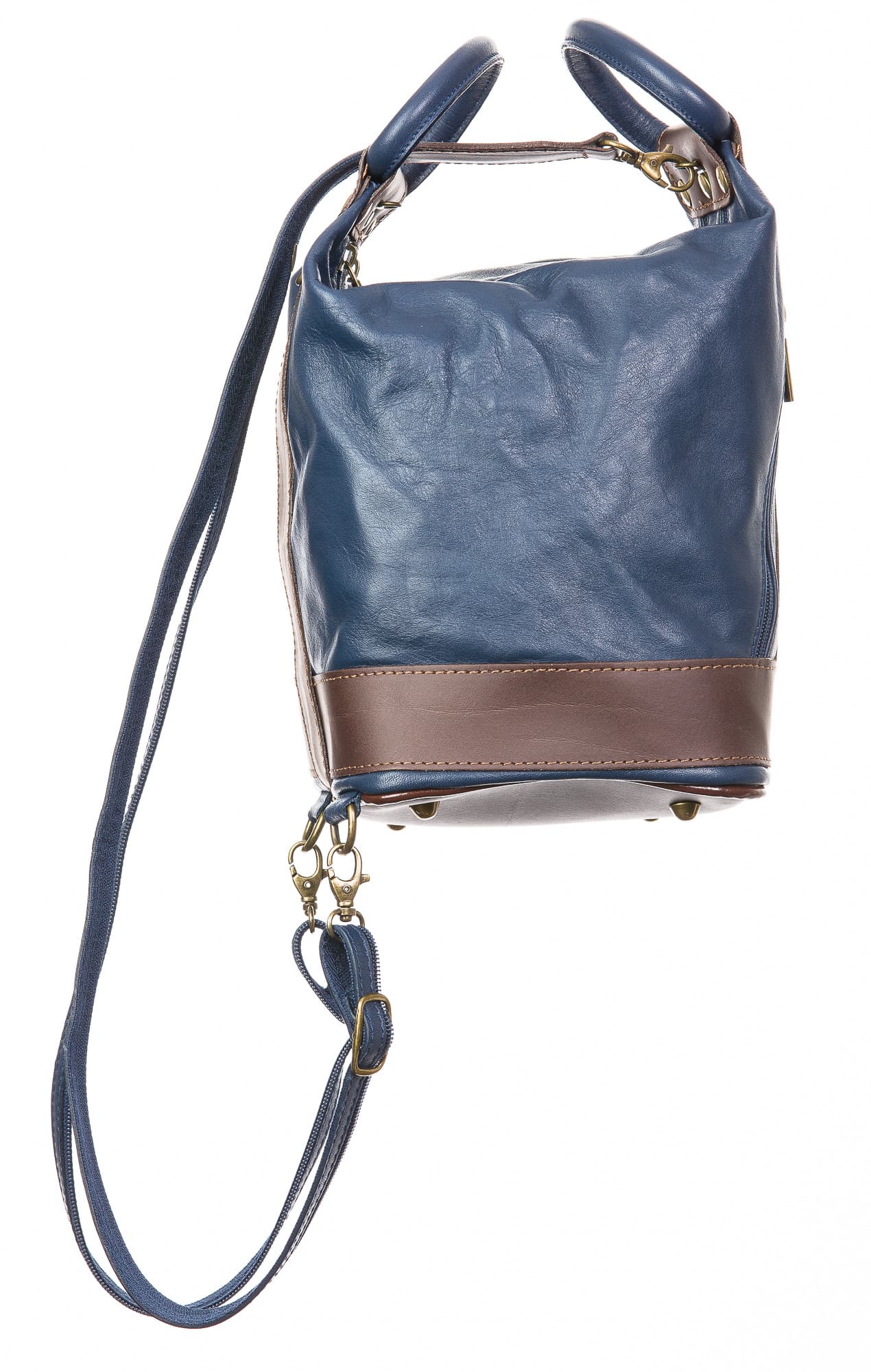 Borsa zaino donna in vera pelle CHIAROSCURO mod. GRIGNA, colore BLU, Made in Italy