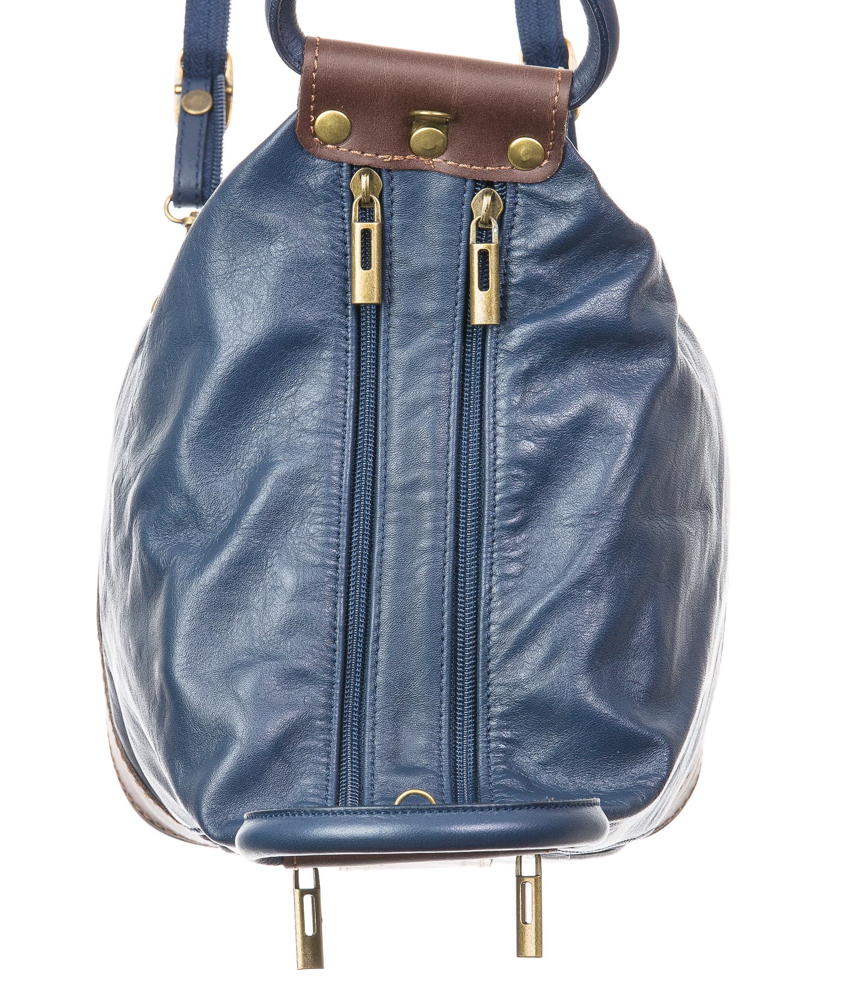 Borsa zaino donna in vera pelle CHIAROSCURO mod. GRIGNA, colore BLU, Made in Italy