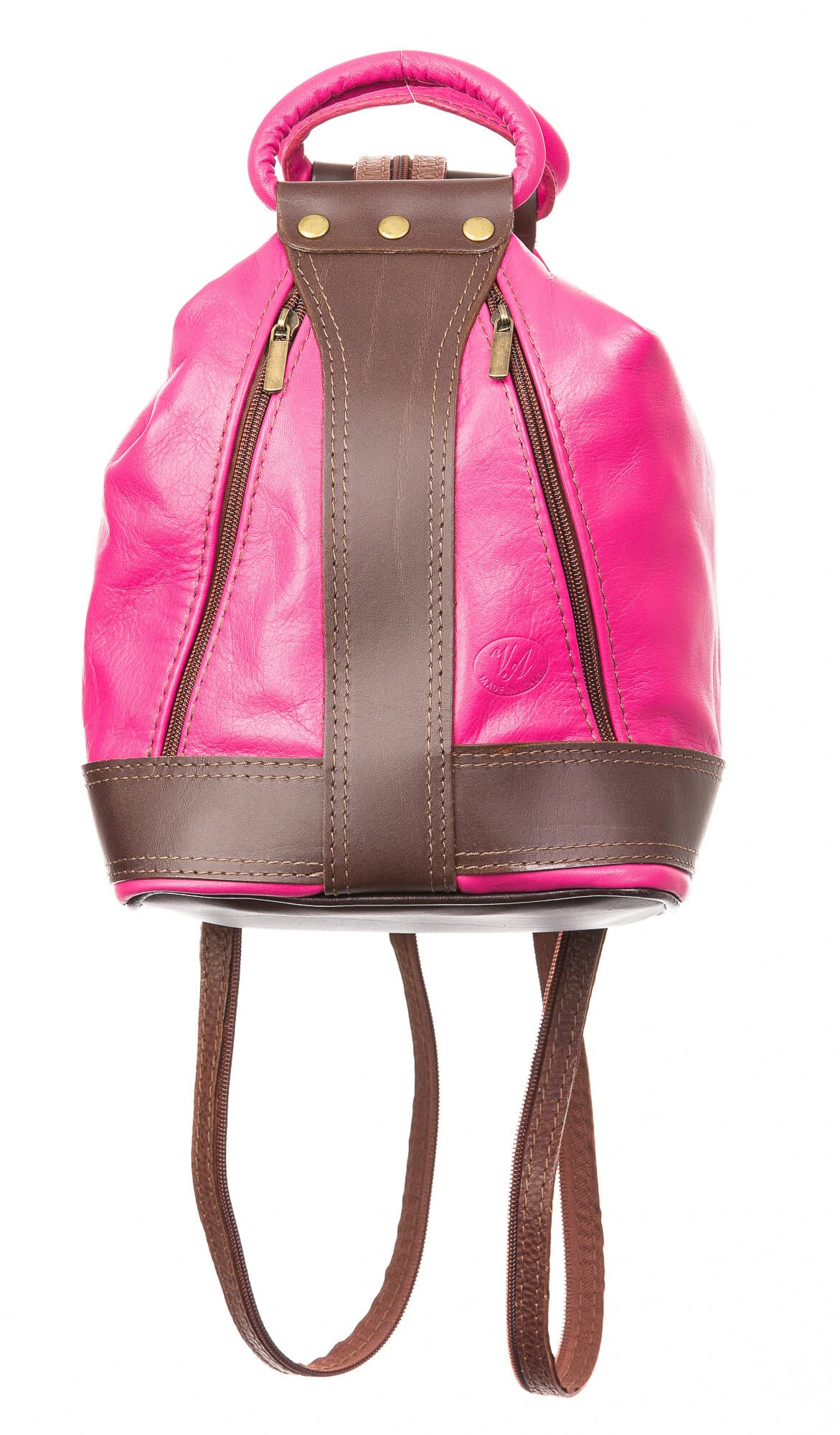 Borsa zaino donna in vera pelle CHIAROSCURO mod. GRIGNA, colore FUCSIA, Made in Italy.