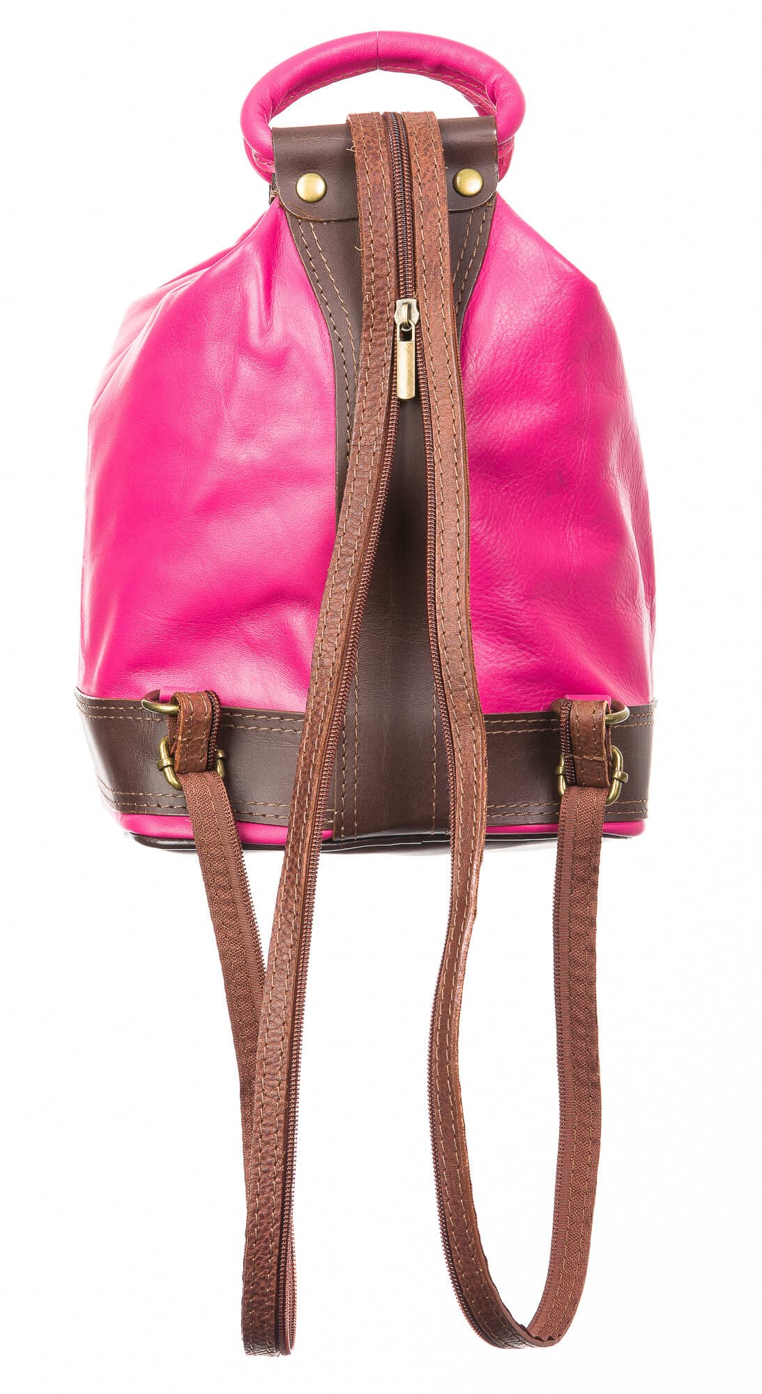 Borsa zaino donna in vera pelle CHIAROSCURO mod. GRIGNA, colore FUCSIA, Made in Italy.