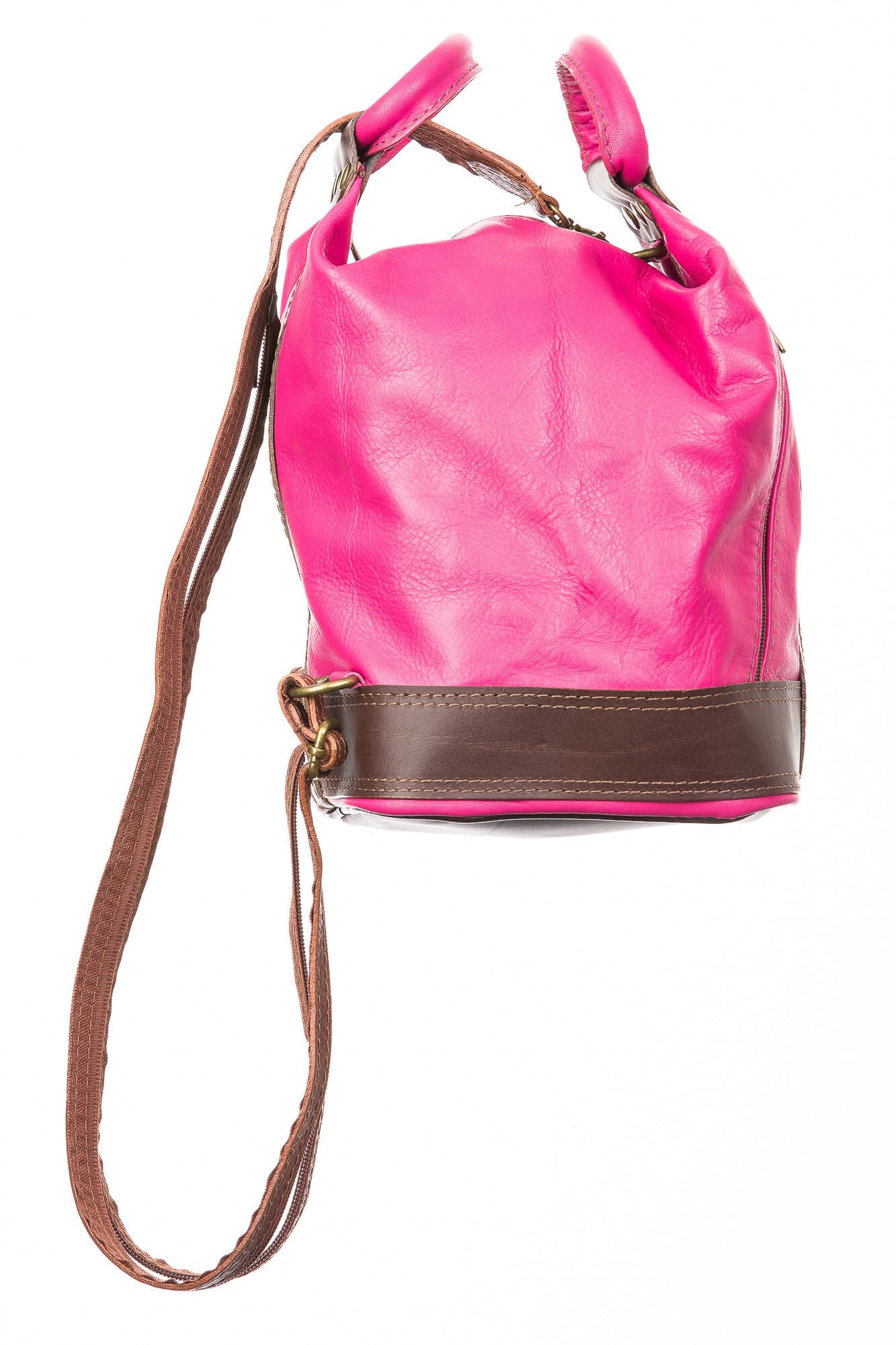 Borsa zaino donna in vera pelle CHIAROSCURO mod. GRIGNA, colore FUCSIA, Made in Italy.