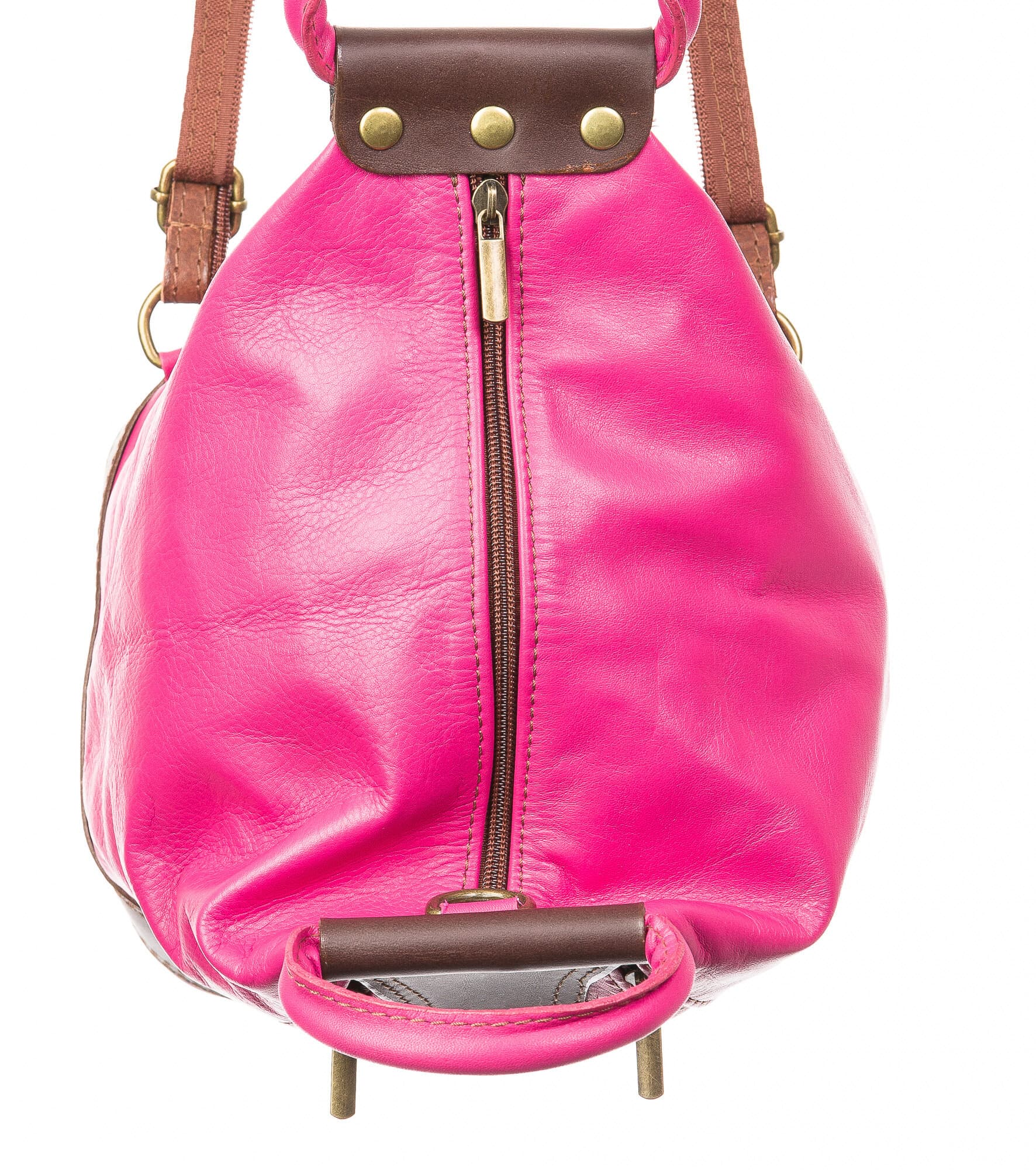 Borsa zaino donna in vera pelle CHIAROSCURO mod. GRIGNA, colore FUCSIA, Made in Italy.