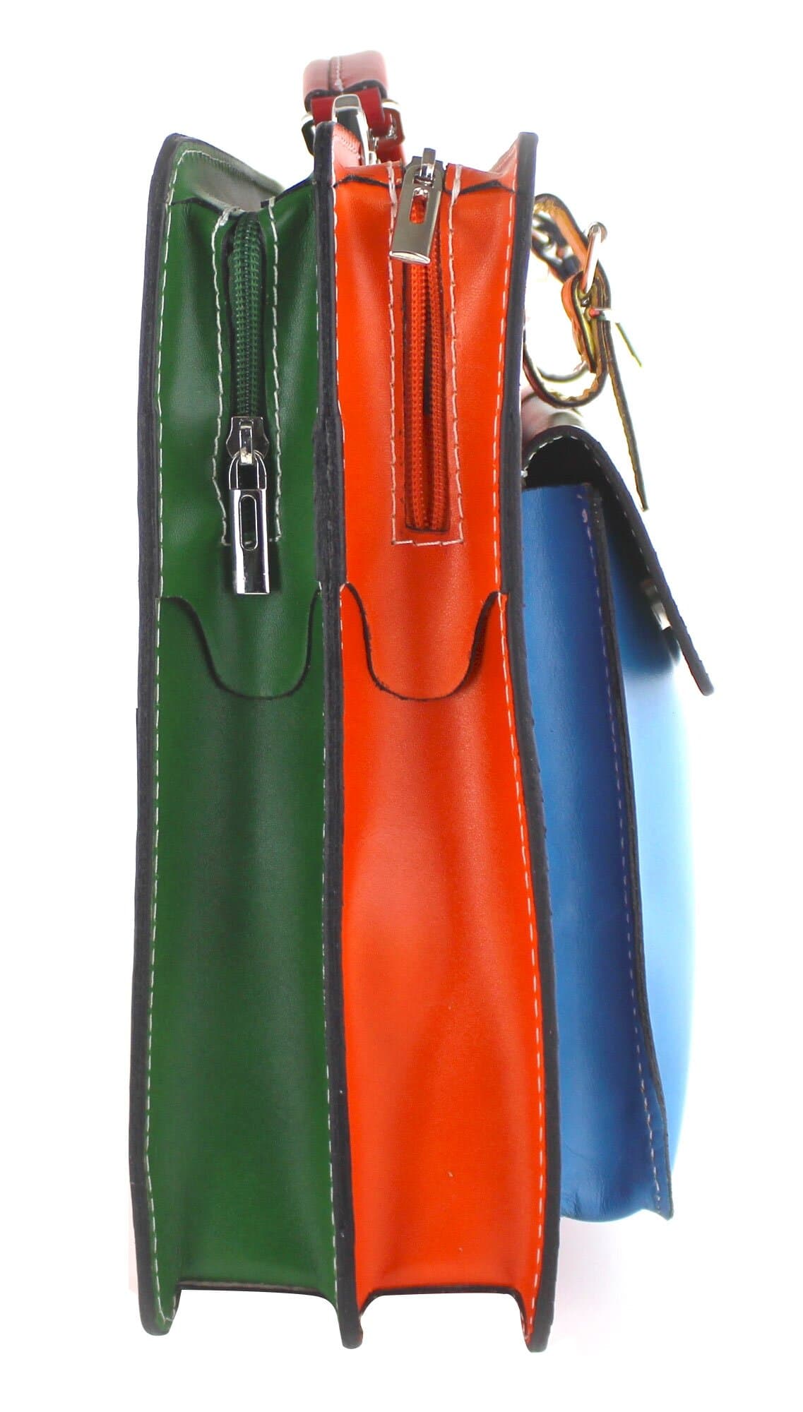 ELVI Maxi base Rosso Estivo: Cartella ufficio/lavoro in vera pelle CHIAROSCURO, MULTICOLORE, Made in Italy adatta a computer Pc portatile 13/14 pollici, brochure grandi, cartelle e fogli formato A4 