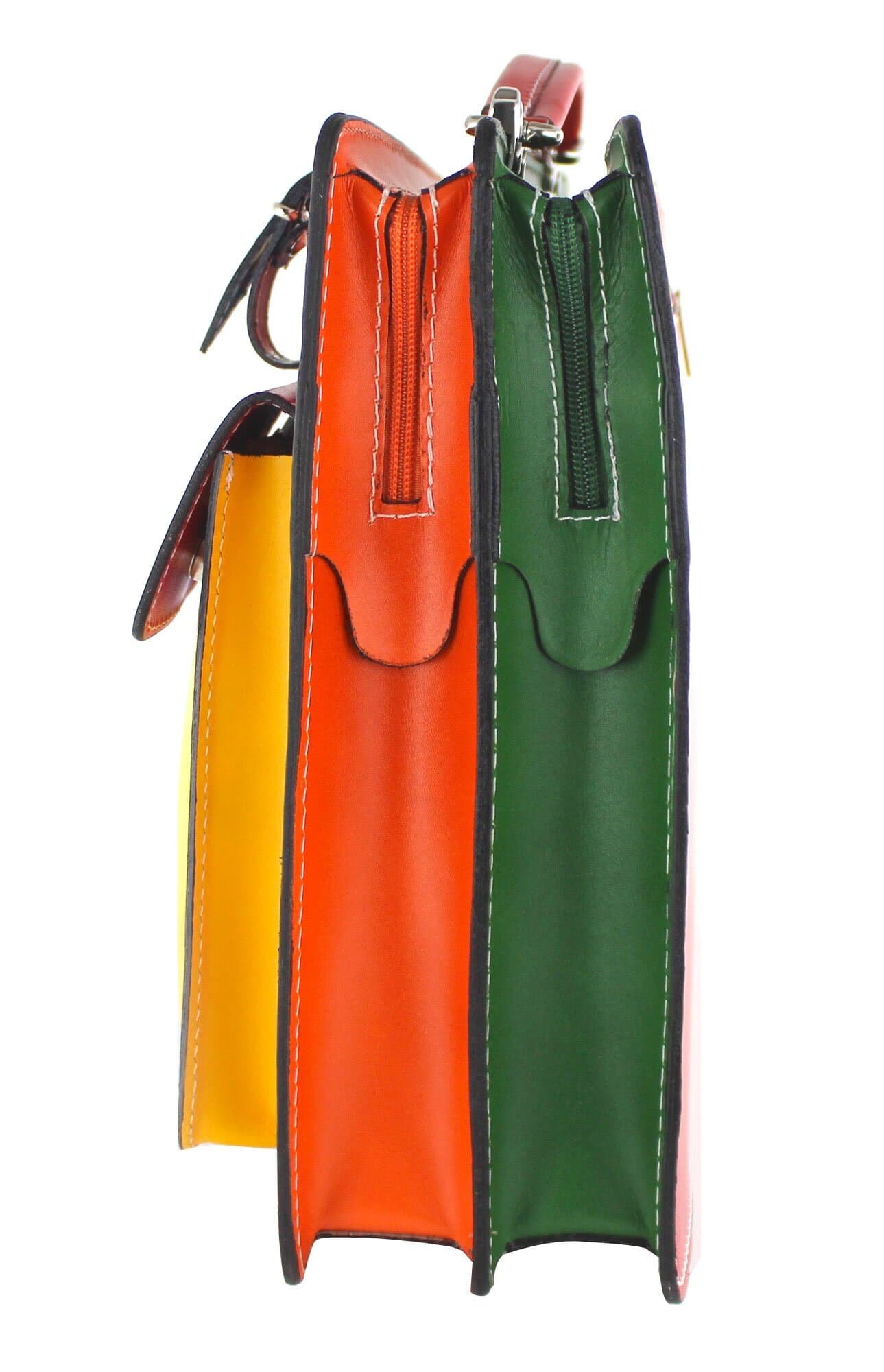 ELVI Maxi base Rosso Estivo: Cartella ufficio/lavoro in vera pelle CHIAROSCURO, MULTICOLORE, Made in Italy adatta a computer Pc portatile 13/14 pollici, brochure grandi, cartelle e fogli formato A4 