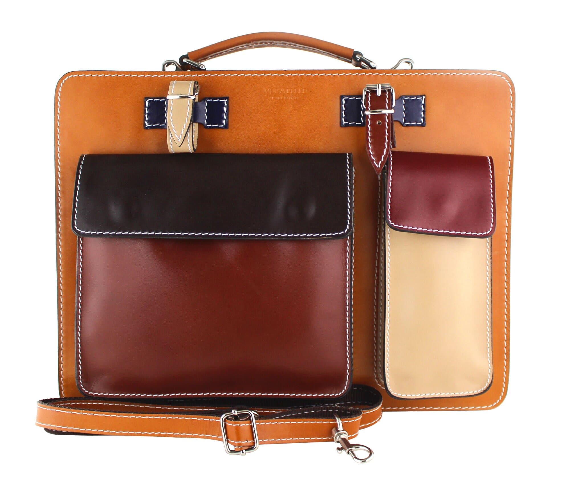 ELVI Maxi base Arancione: Cartella ufficio/lavoro in vera pelle CHIAROSCURO, MULTICOLORE, Made in Italy (Default) (Borsa)