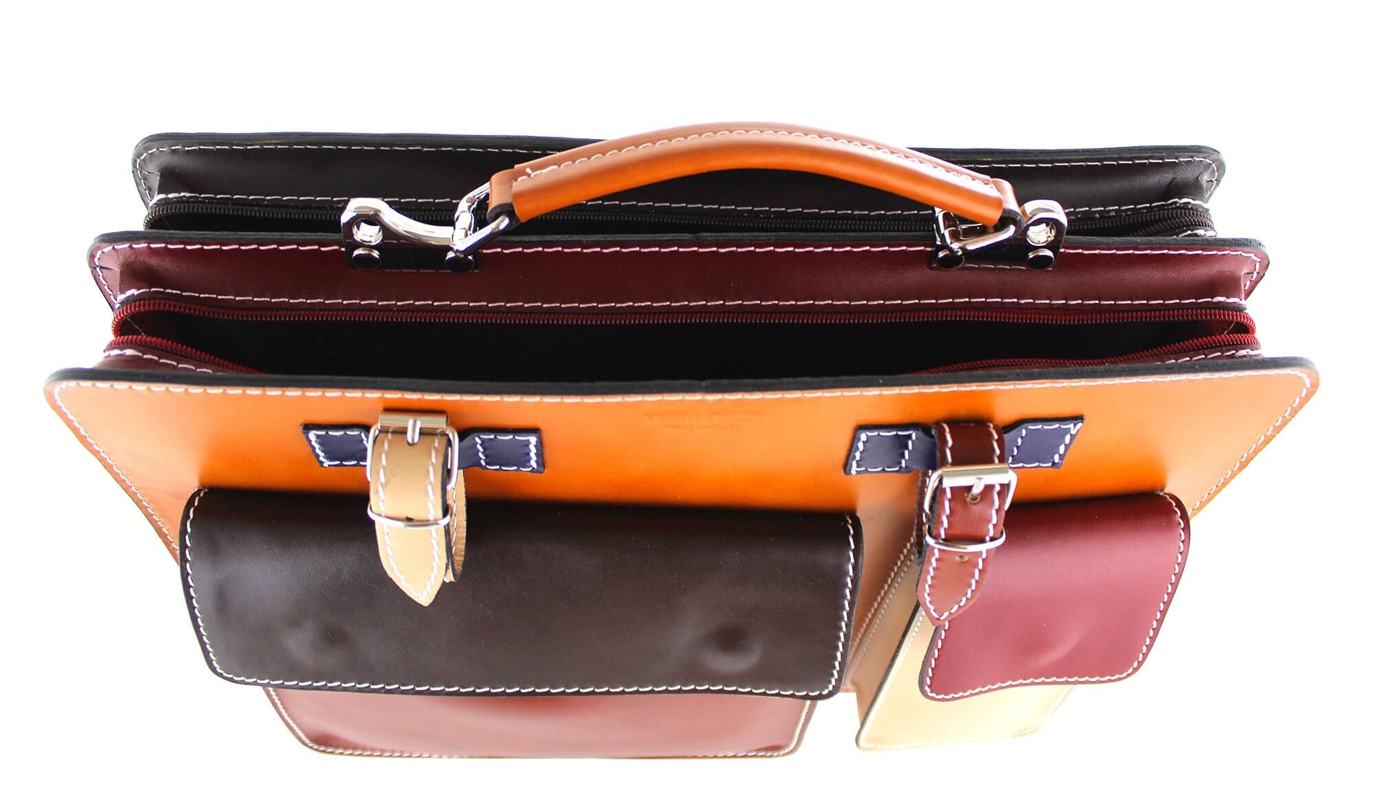 ELVI Maxi base Arancione: Cartella ufficio/lavoro in vera pelle CHIAROSCURO, MULTICOLORE, Made in Italy (Default) (Borsa)