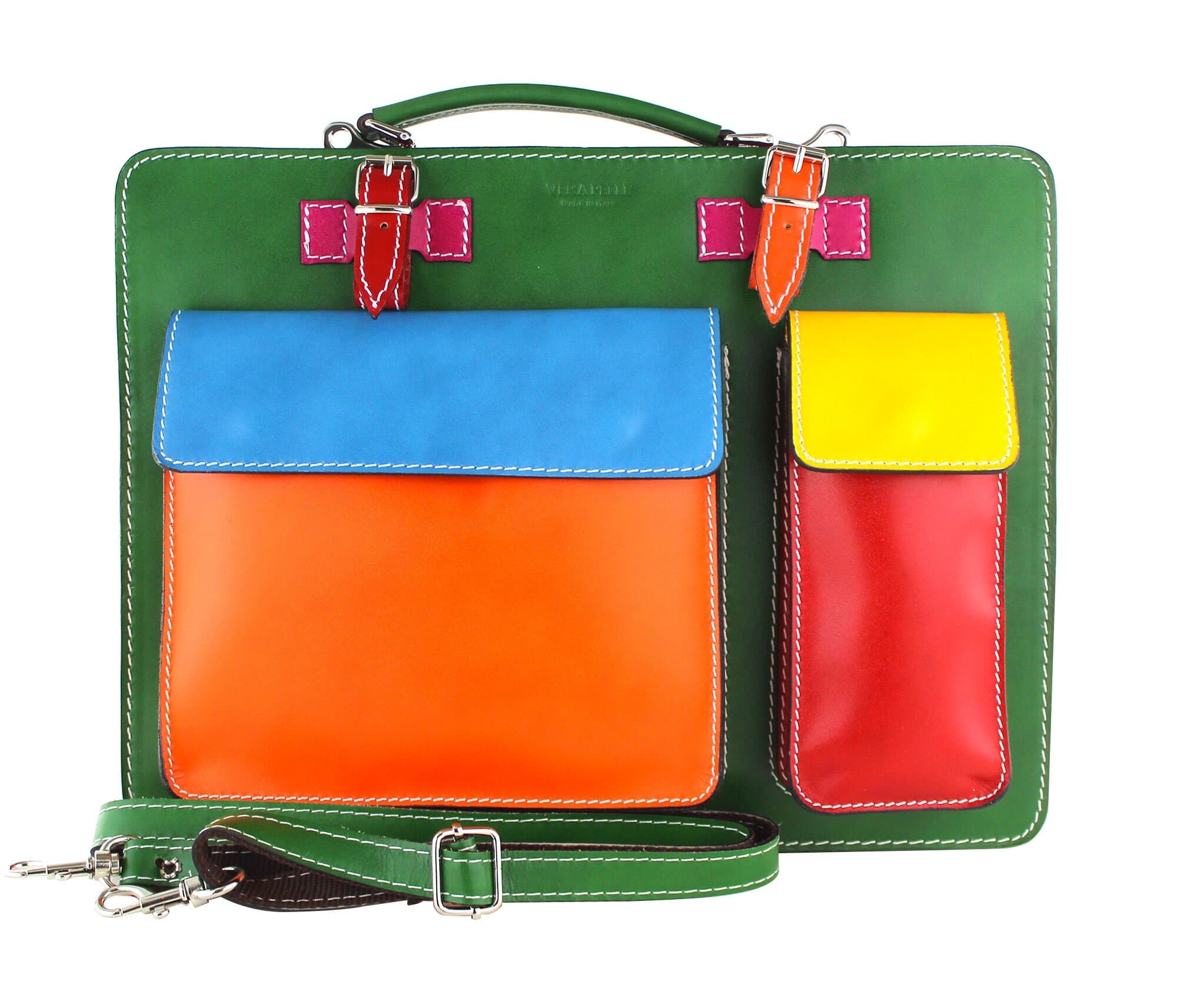 ELVI Maxi base Verde: Cartella ufficio/lavoro in vera pelle CHIAROSCURO, MULTICOLORE, Made in Italy