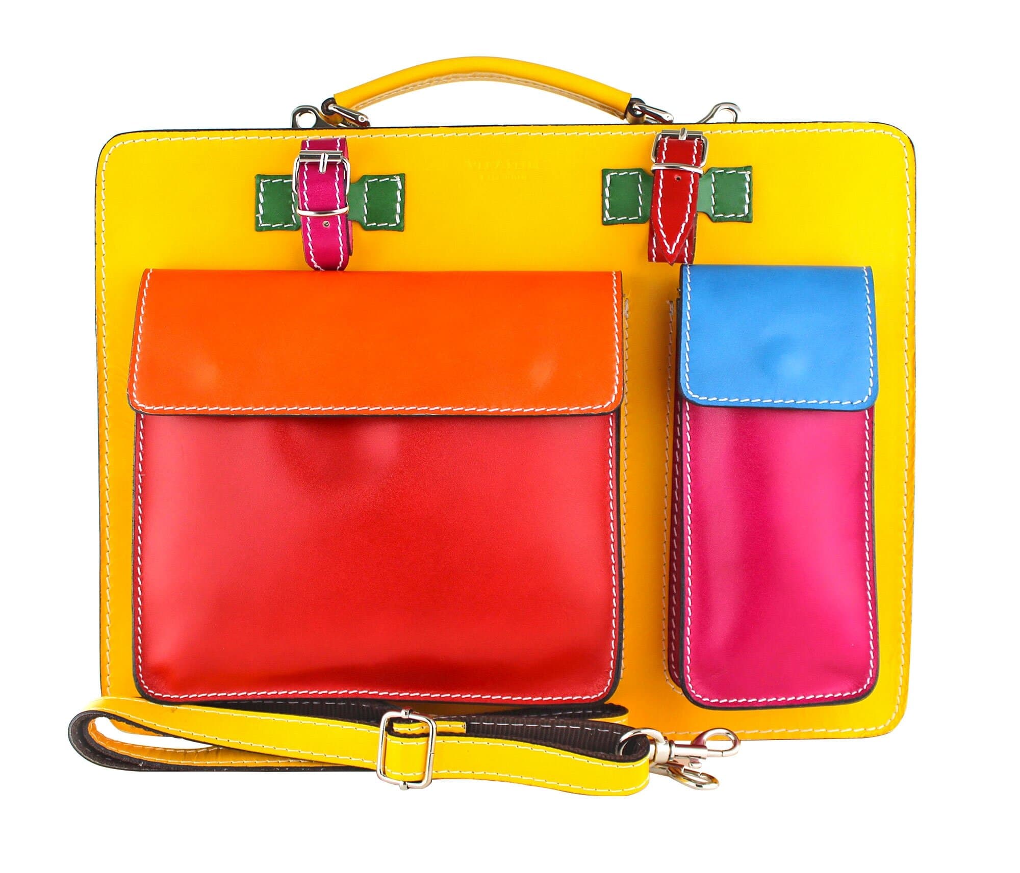 ELVI Maxi base Gialla: Cartella ufficio/lavoro in vera pelle CHIAROSCURO, MULTICOLORE, Made in Italy