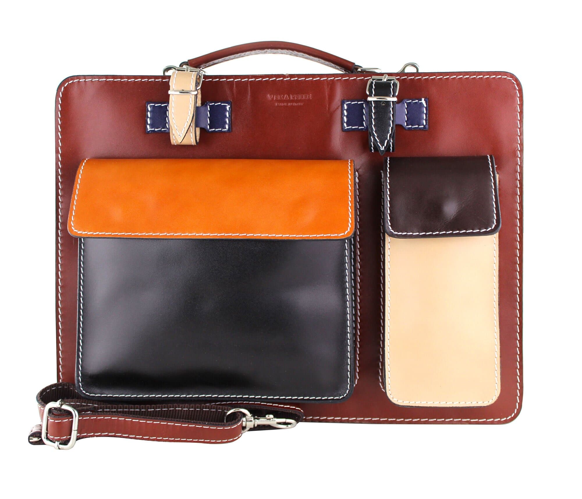 ELVI Maxi base Marrone: Cartella ufficio/lavoro in vera pelle CHIAROSCURO, MULTICOLORE, Made in Italy