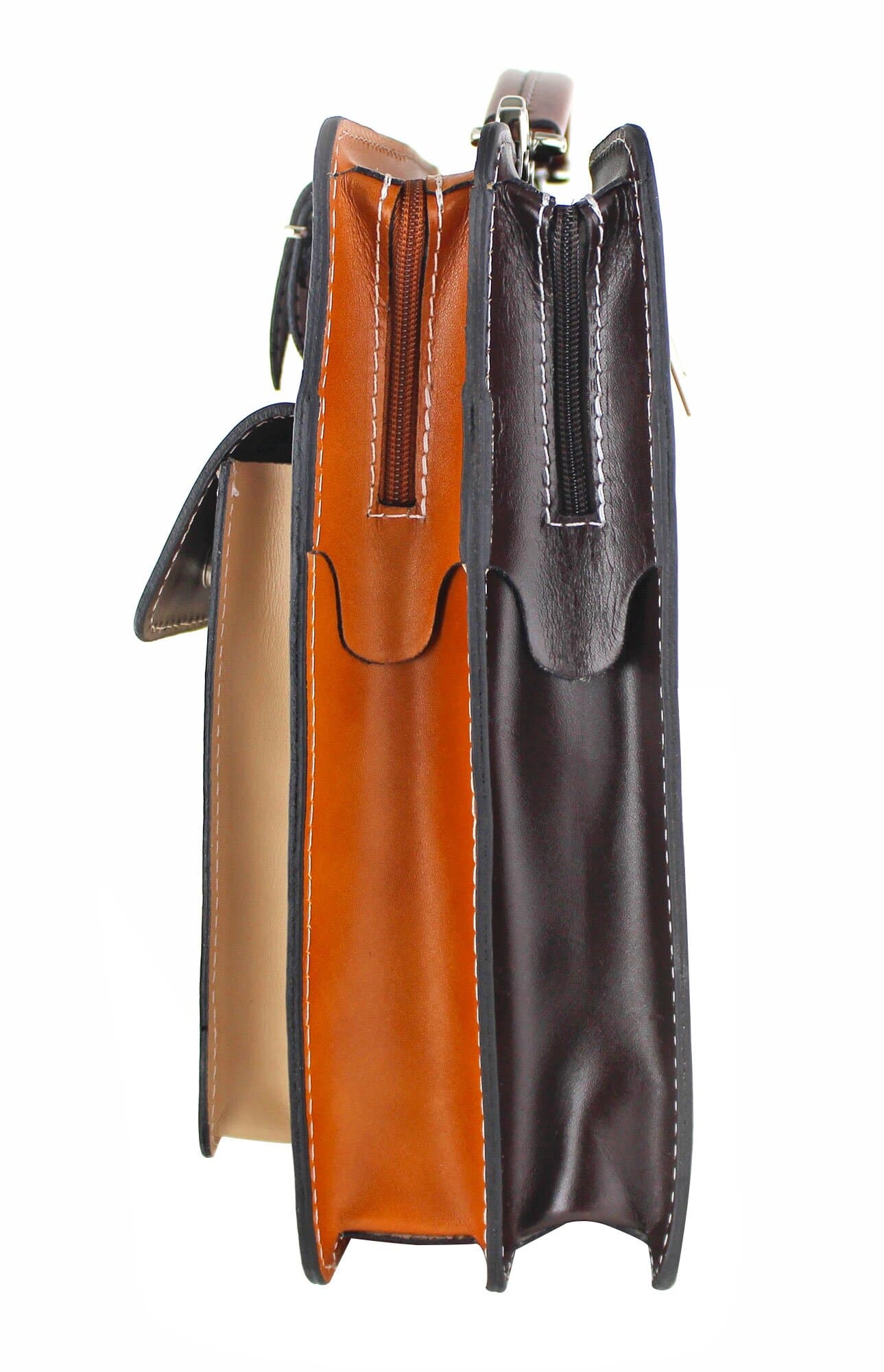ELVI Maxi base Marrone: Cartella ufficio/lavoro in vera pelle CHIAROSCURO, MULTICOLORE, Made in Italy