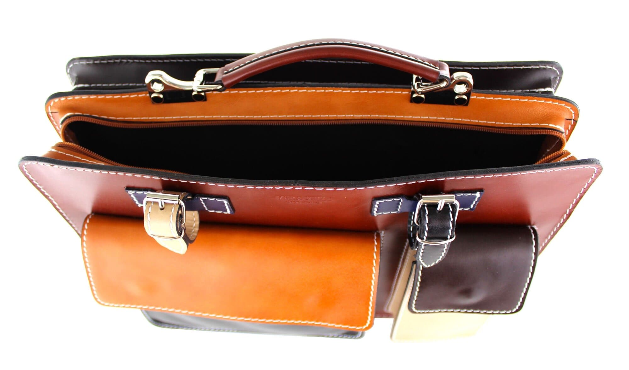 ELVI Maxi base Marrone: Cartella ufficio/lavoro in vera pelle CHIAROSCURO, MULTICOLORE, Made in Italy