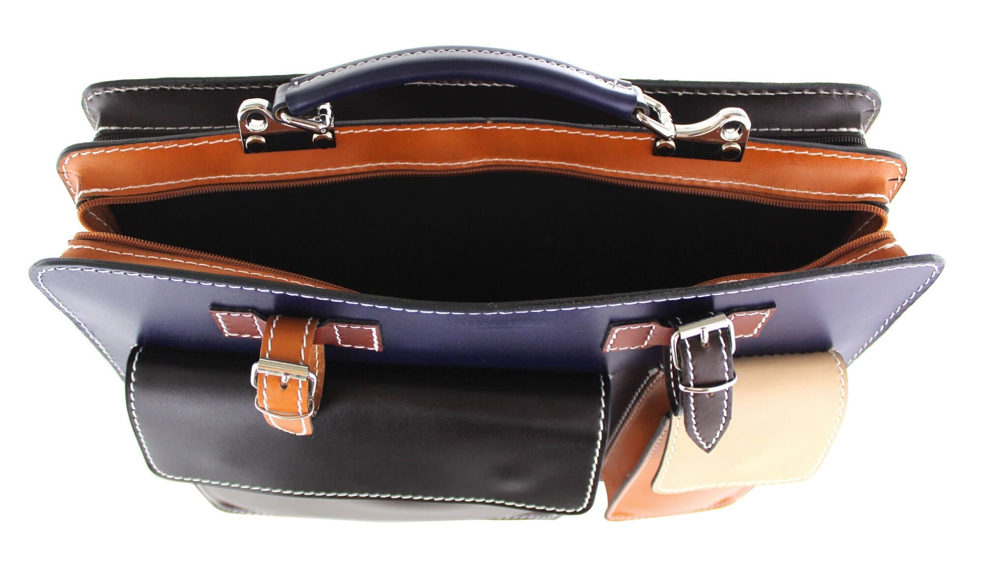 ELVI Maxi base Blu: Cartella ufficio/lavoro in vera pelle CHIAROSCURO, MULTICOLORE, Made in Italy