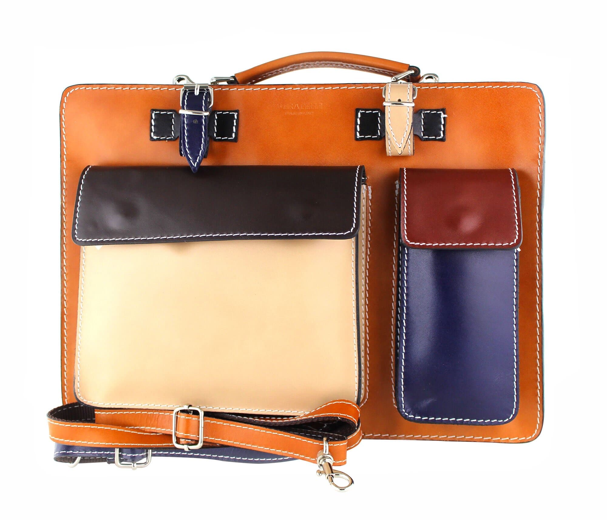 ELVI Maxi base Arancione: Cartella ufficio/lavoro in vera pelle CHIAROSCURO, MULTICOLORE, Made in Italy