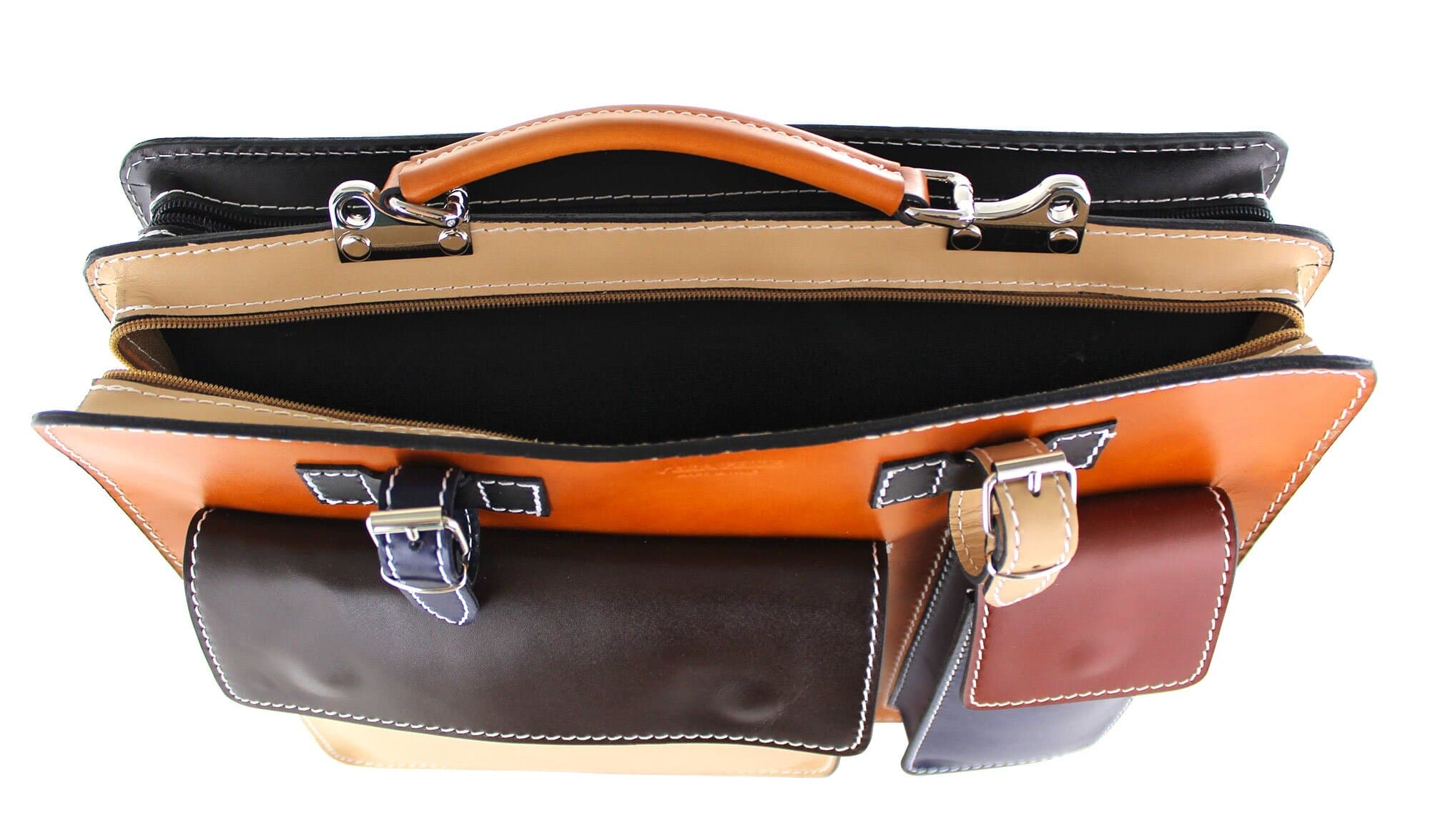 ELVI Maxi base Arancione: Cartella ufficio/lavoro in vera pelle CHIAROSCURO, MULTICOLORE, Made in Italy
