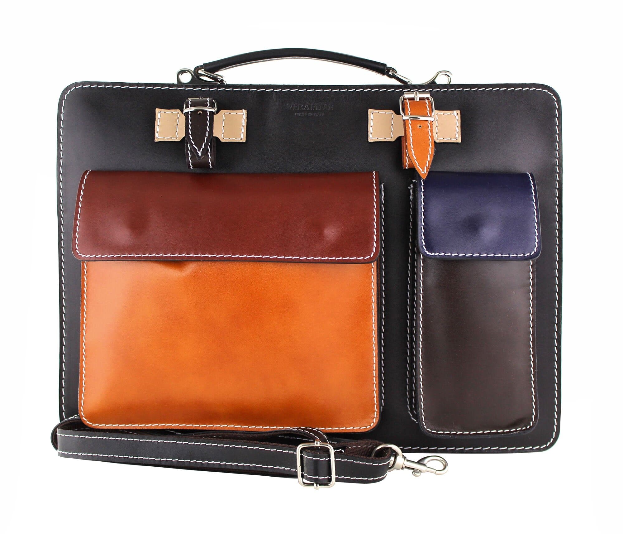 ELVI Maxi base Nera: Cartella ufficio/lavoro in vera pelle CHIAROSCURO, MULTICOLORE, Made in Italy
