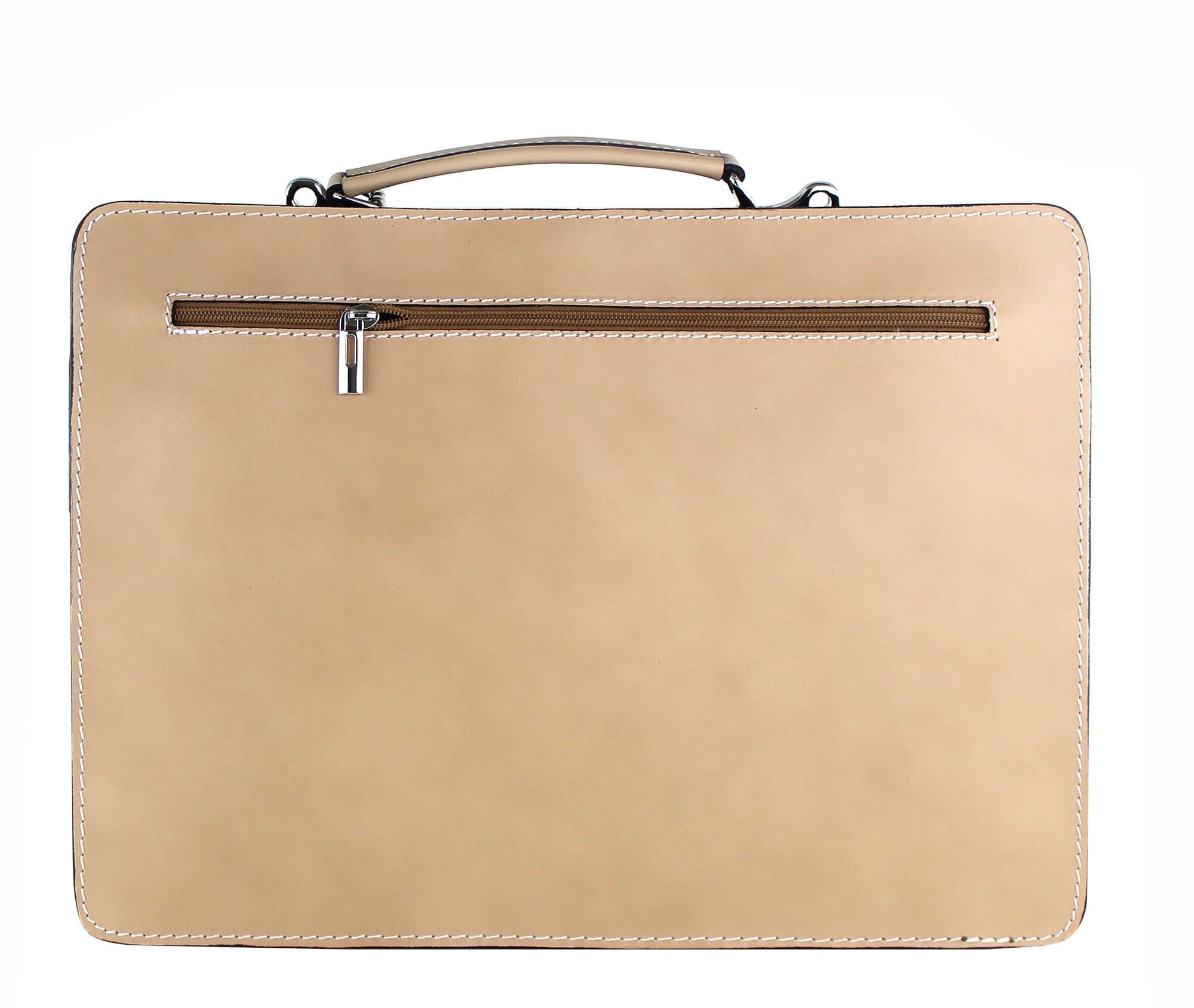 ELVI XXL base Beige: Cartella ufficio/lavoro in vera pelle CHIAROSCURO, Made in Italy adatta a computer Pc portatile 15 pollici, brochure grandi, cartelle.