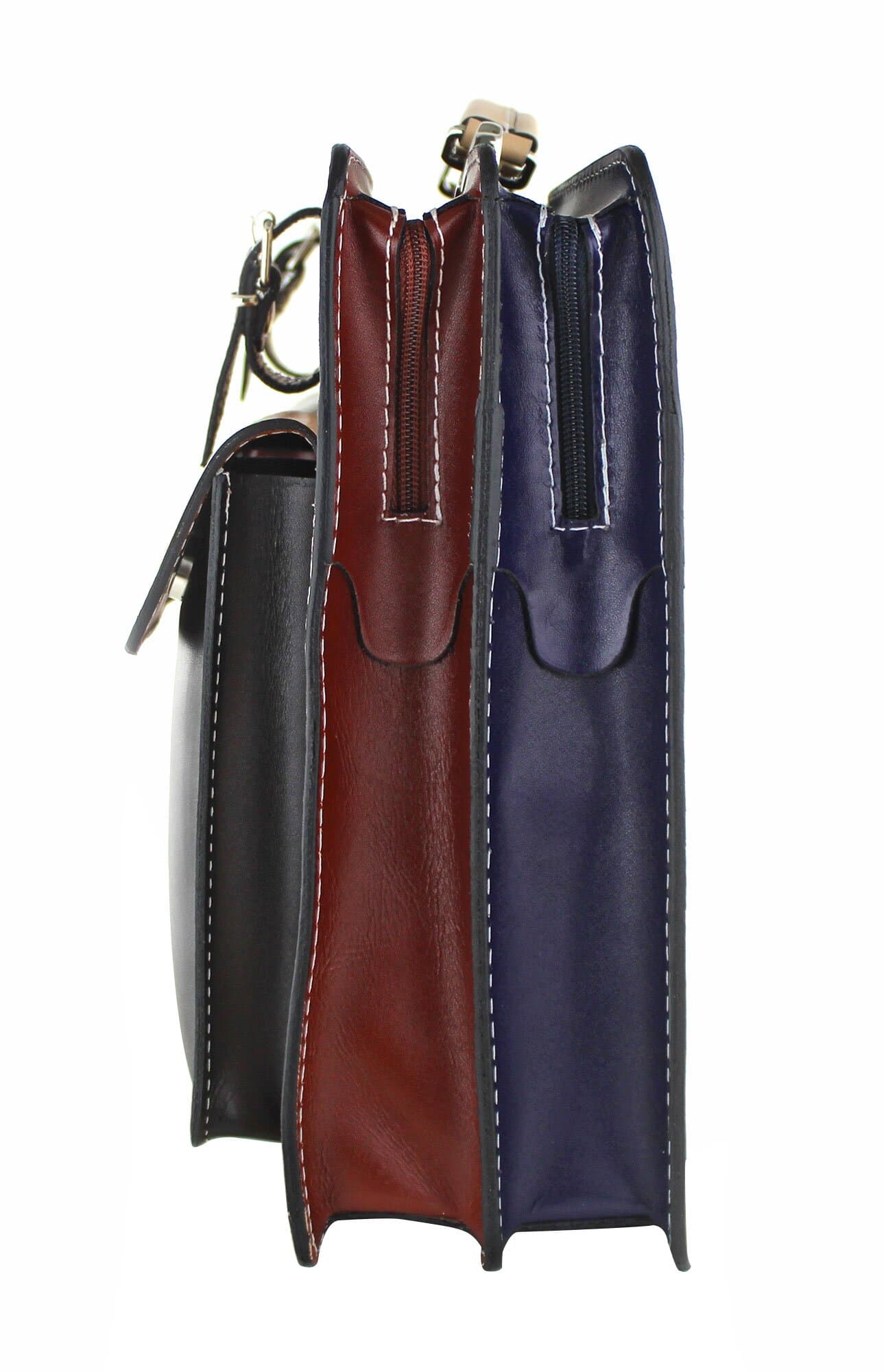 ELVI Maxi base Bordeaux: Cartella ufficio/lavoro in vera pelle CHIAROSCURO, MULTICOLORE, Made in Italy adatta a computer Pc portatile 13/14 pollici, brochure grandi, cartelle e fogli formato A4