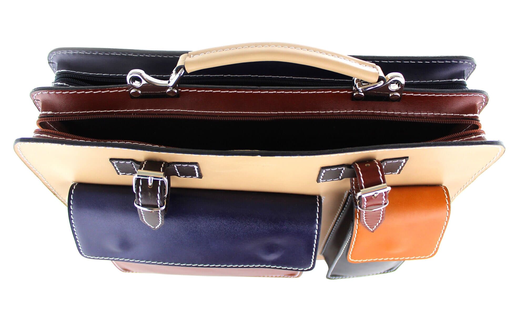 ELVI Maxi base Bordeaux: Cartella ufficio/lavoro in vera pelle CHIAROSCURO, MULTICOLORE, Made in Italy adatta a computer Pc portatile 13/14 pollici, brochure grandi, cartelle e fogli formato A4