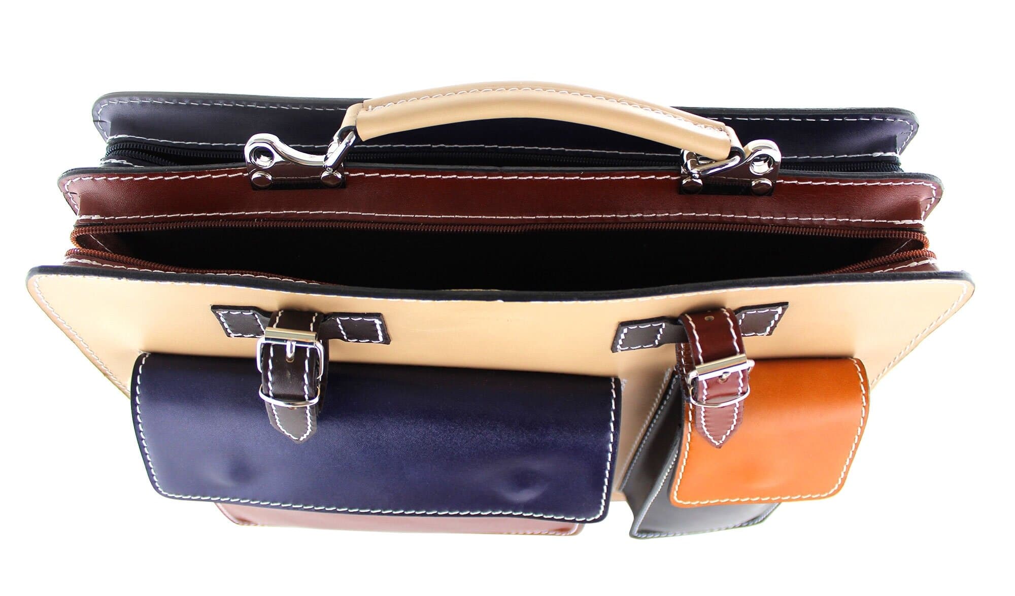 ELVI XXL base Beige: Cartella ufficio/lavoro in vera pelle CHIAROSCURO, Made in Italy adatta a computer Pc portatile 15 pollici, brochure grandi, cartelle.