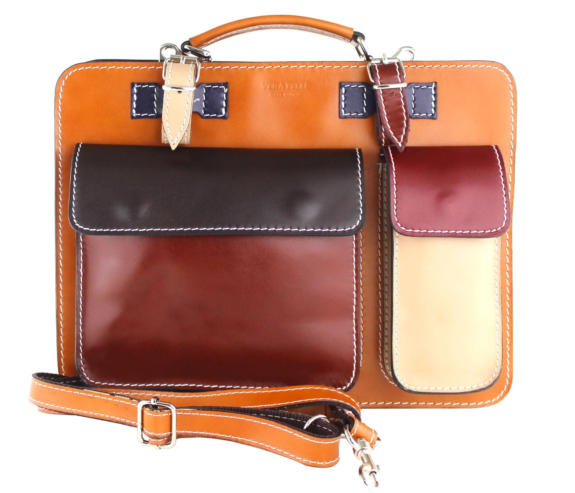 Borsa uomo / donna in vera pelle CHIAROSCURO mod. ELVI medium, MULTICOLORE, Made in Italy. (Borsa)