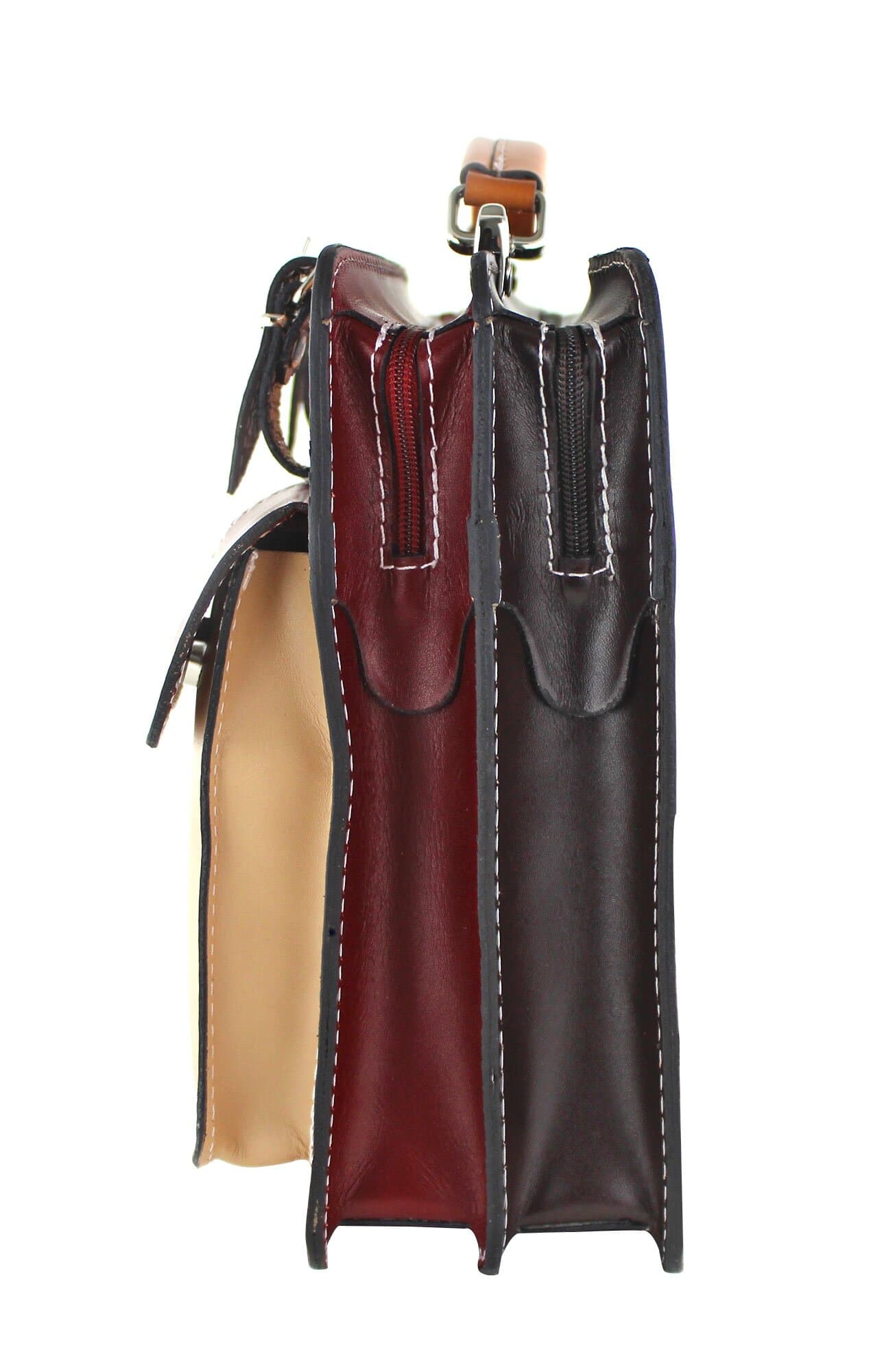 Borsa uomo / donna in vera pelle CHIAROSCURO mod. ELVI medium, MULTICOLORE, Made in Italy. (Borsa)