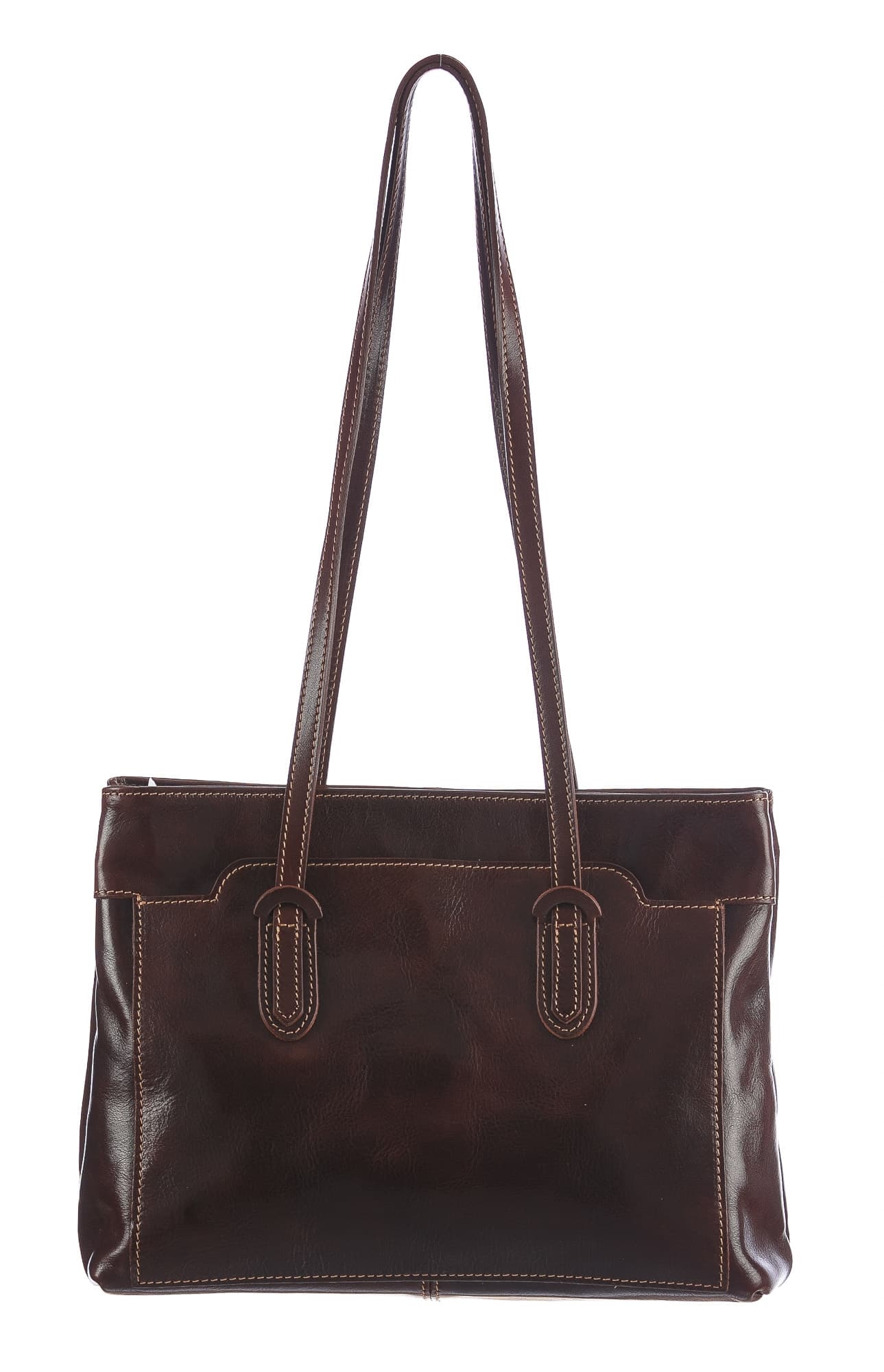 Borsa a spalla da donna in vera pelle MINA, colore TESTA DI MORO, CHIAROSCURO, MADE IN ITALY 