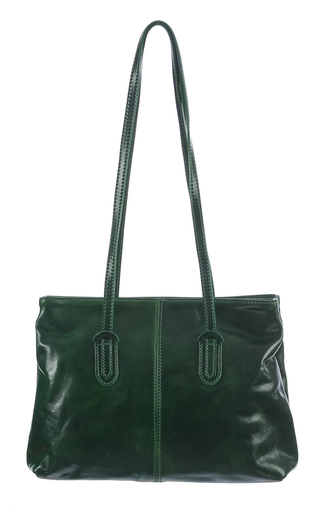 Borsa a spalla da donna in vera pelle MINA, colore VERDE, CHIAROSCURO, MADE IN ITALY
