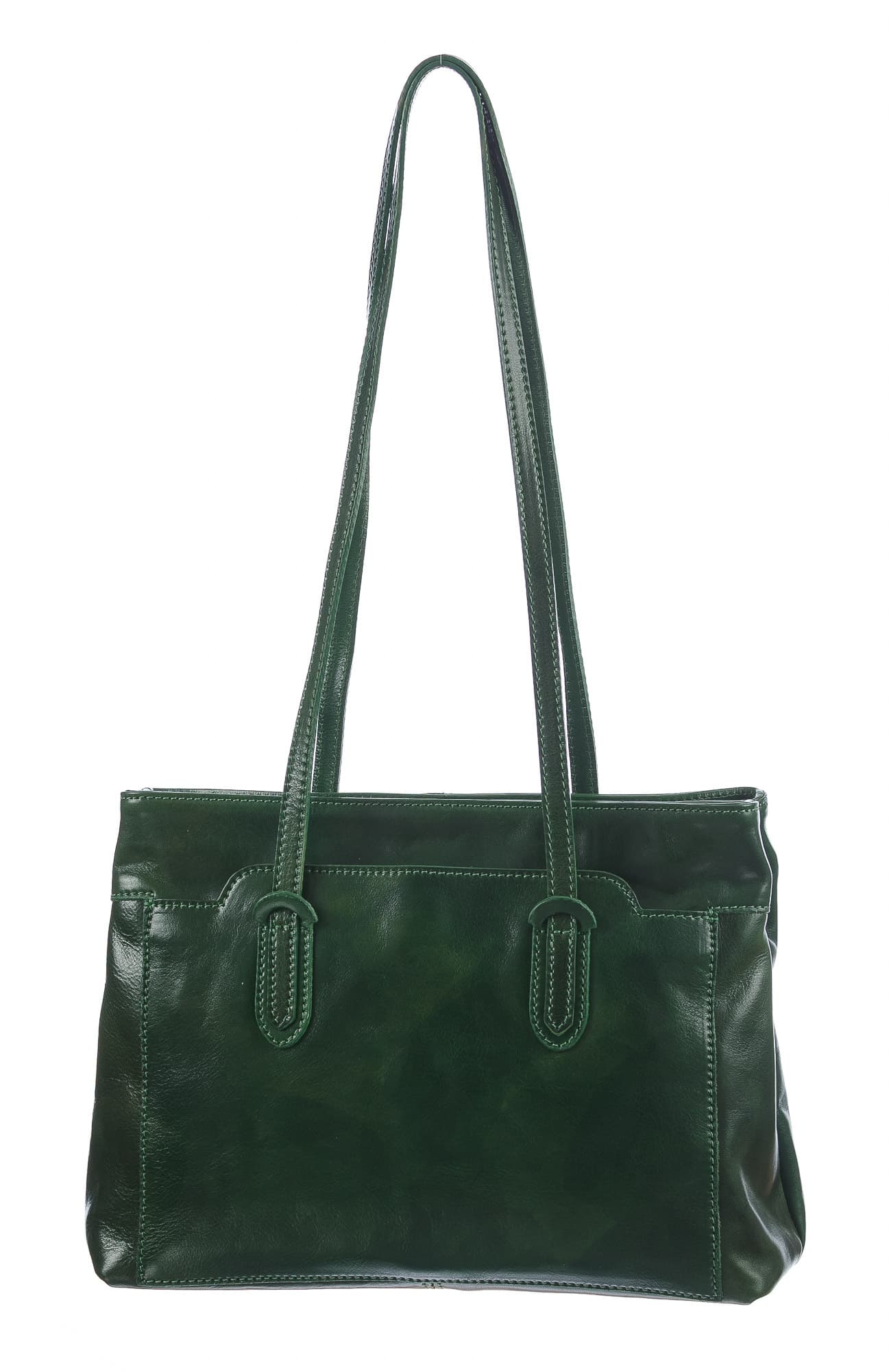 Borsa a spalla da donna in vera pelle MINA, colore VERDE, CHIAROSCURO, MADE IN ITALY