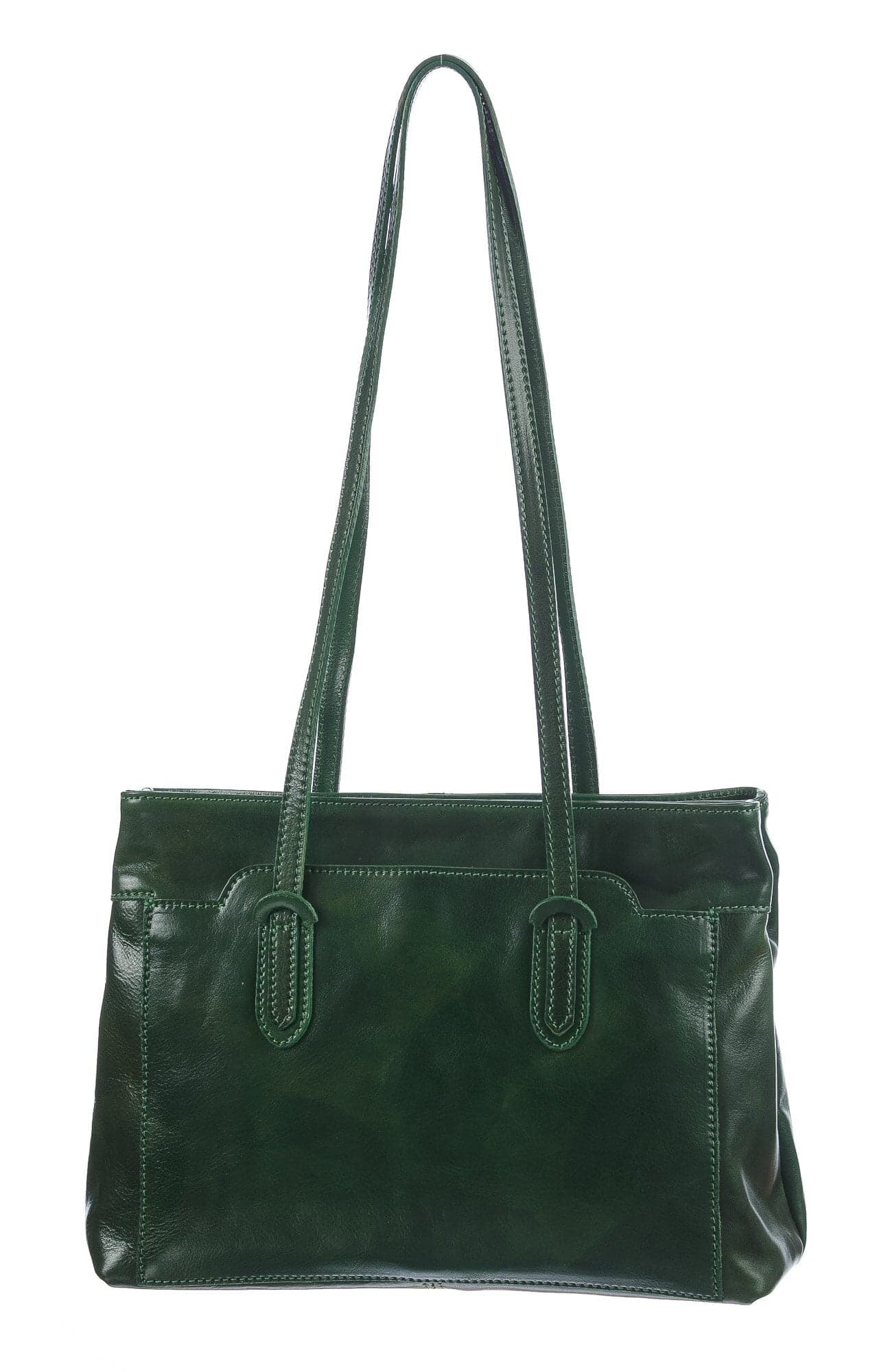 Borsa a spalla da donna in vera pelle MINA SMALL, colore VERDE, CHIAROSCURO, Made in Italy