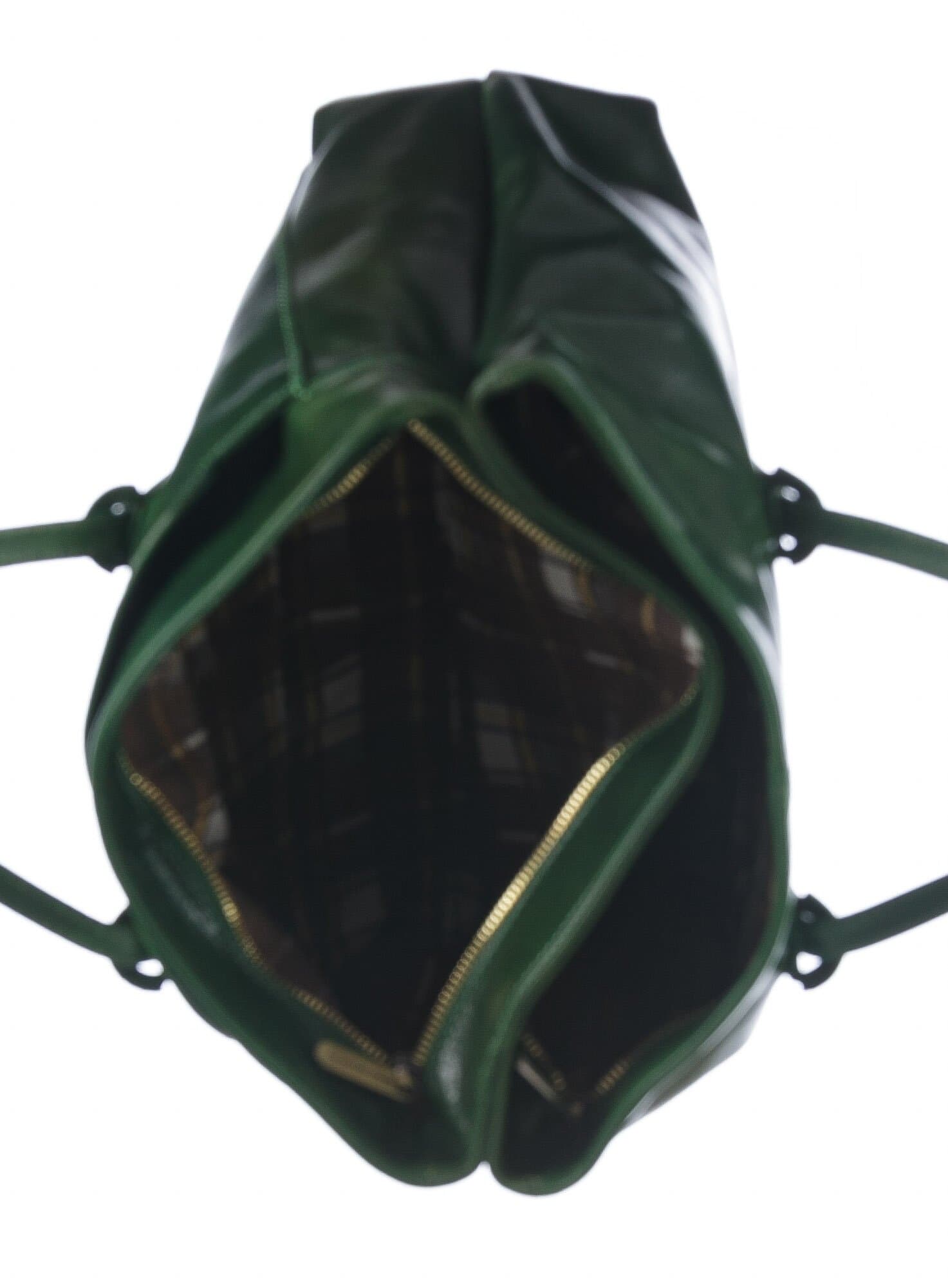 Borsa a spalla da donna in vera pelle MINA SMALL, colore VERDE, CHIAROSCURO, Made in Italy
